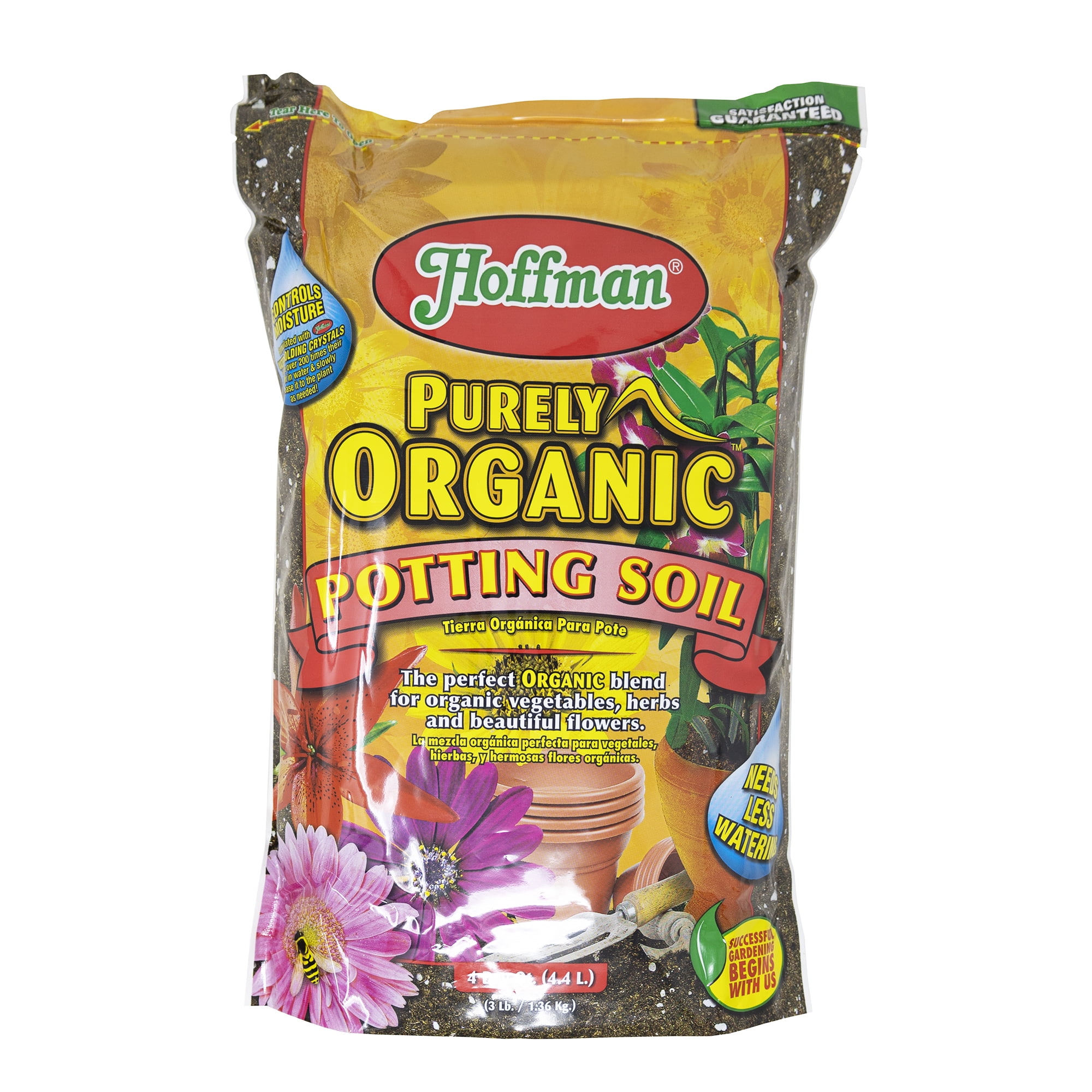Hoffman Organic Potting Soil Plus, Nutrient-Rich Indoor and Outdoor Plant Mix (4 qt) hizcf