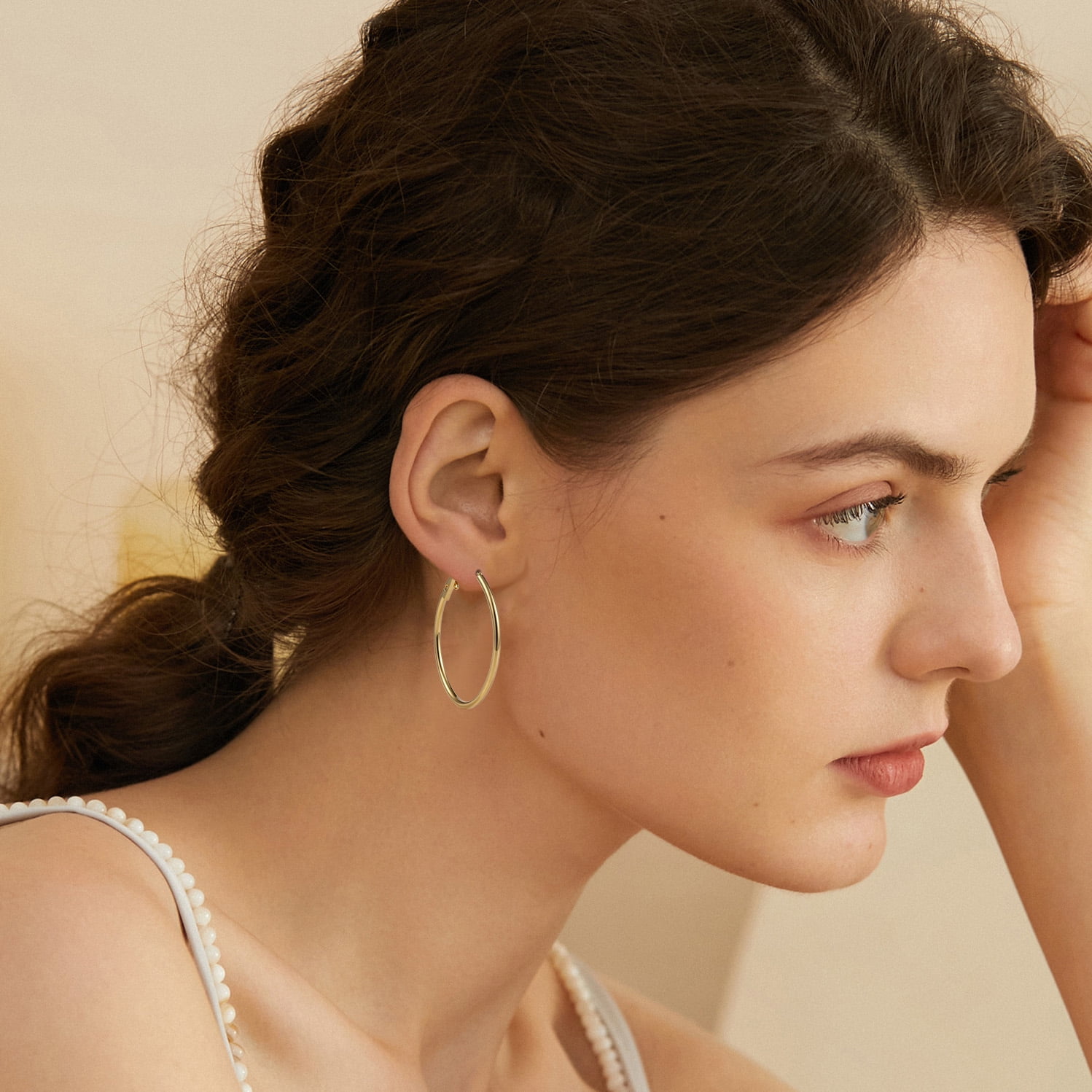 Nonsucheer Gold Stainless Steel Ellipse Hoop Earrings Set (3 Pairs, 0.79 in - 1.57 in) j8hue