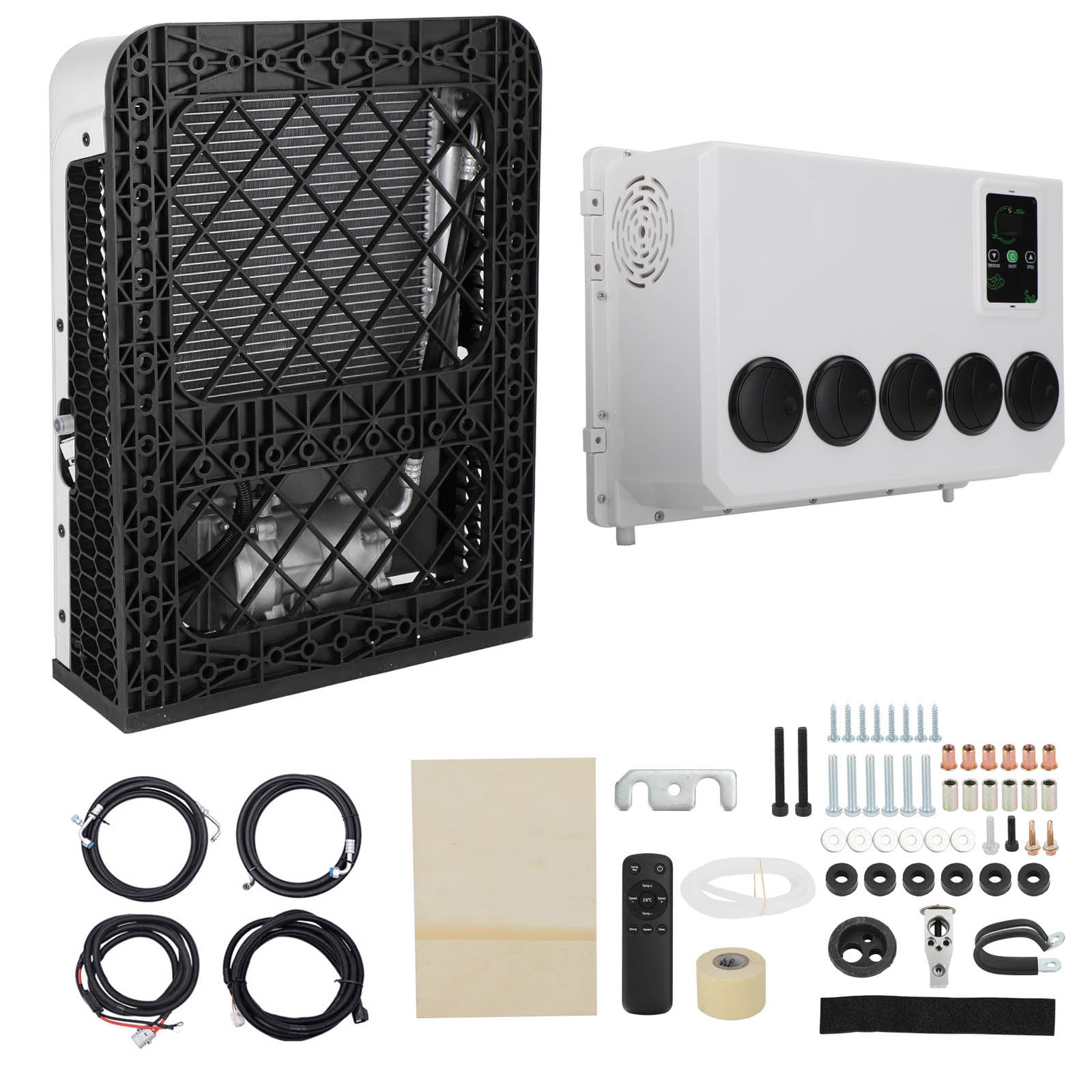 Mad Hornets 12V 12000 BTU Split Air Conditioner System for Semi Trucks RVs and Caravans (12000 BTU) 5pfdl