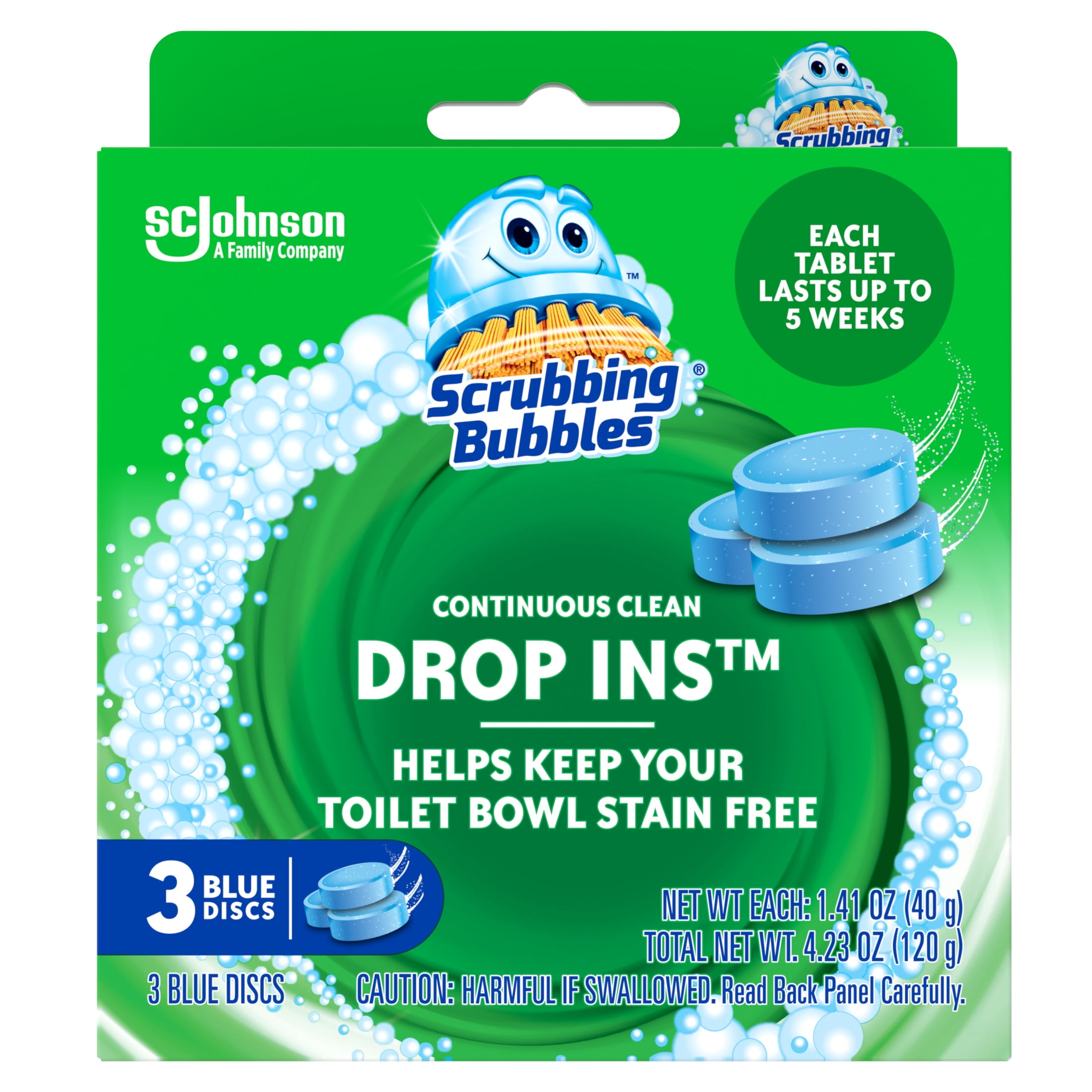 Scrubbing Bubbles Continuous Clean Toilet Drop-Ins, Stain-Fighting Tablets (6 Pack, 18 Count Total) tatf6