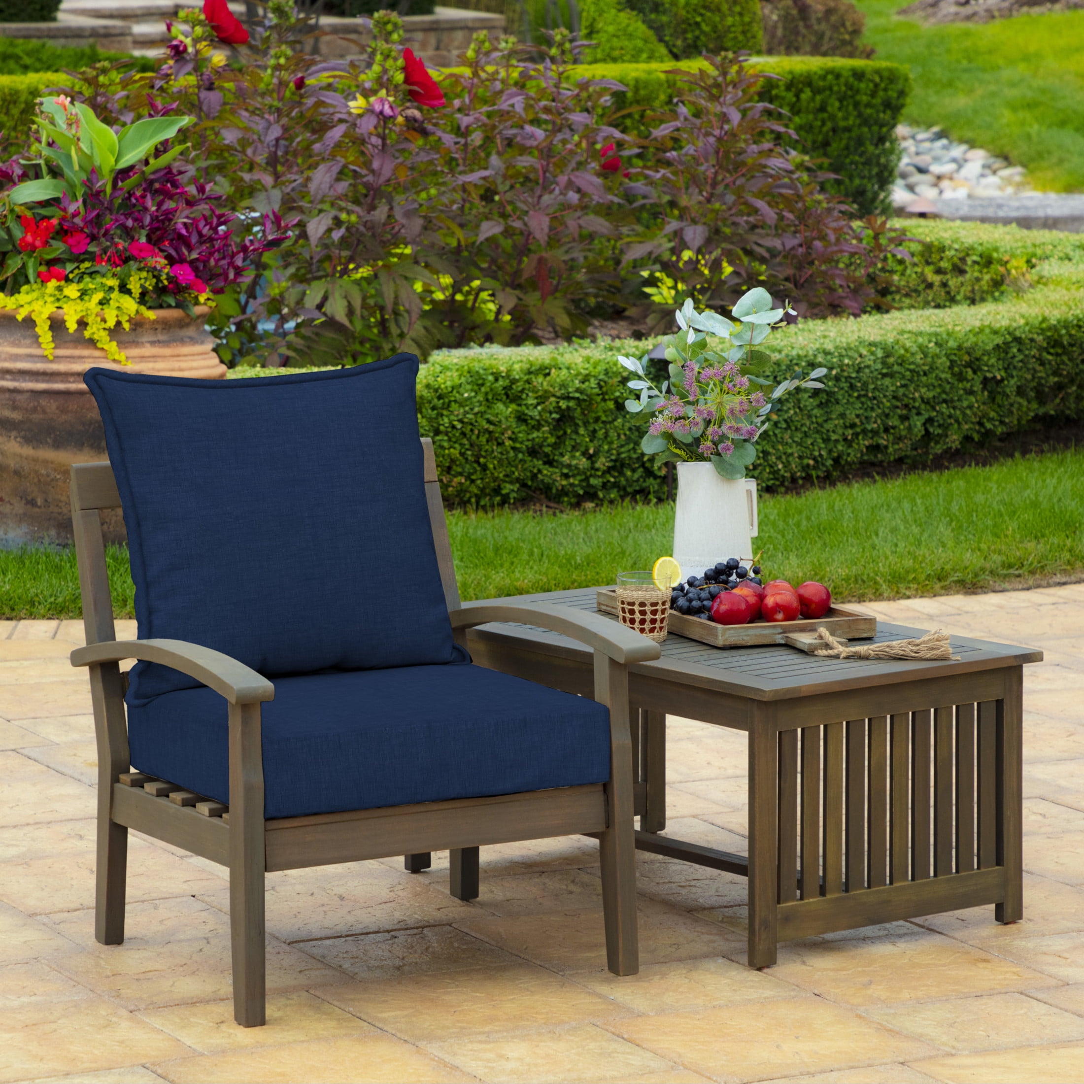 Arden Selections Outdoor Deep Seat Cushion Set, Weather-Resistant Patio Chair Replacement Cushions (Sapphire Blue, 24 in x 24 in) cwm72