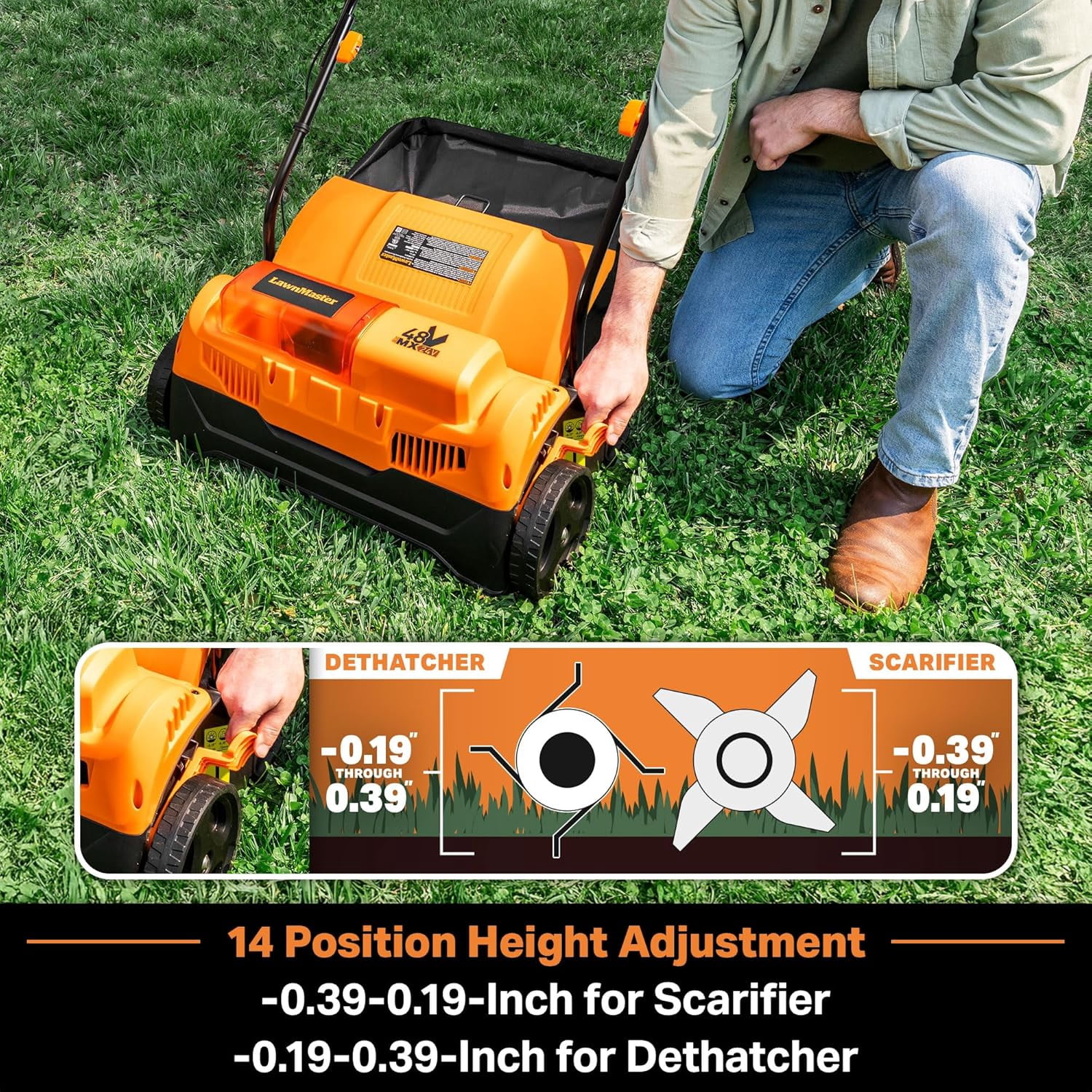 LawnMaster 48V MAX Brushless Cordless Scarifier and Dethatcher (Black, 16 in) ni4zh