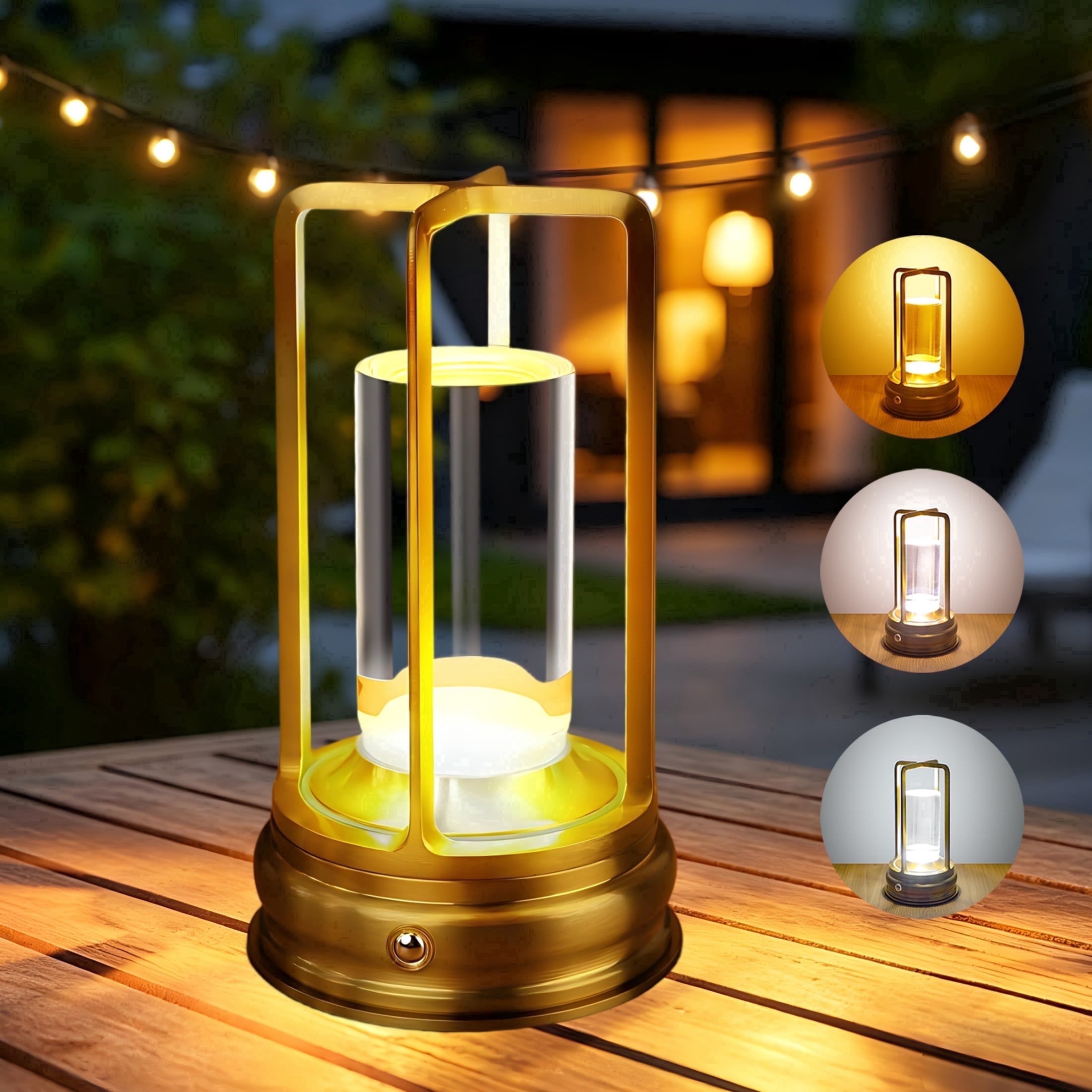 Cpeelsdo Cordless LED Table Lamp, Rechargeable Portable Metal Desk Light with Touch Control and 3-Color Dimming (Gold) hvqjo