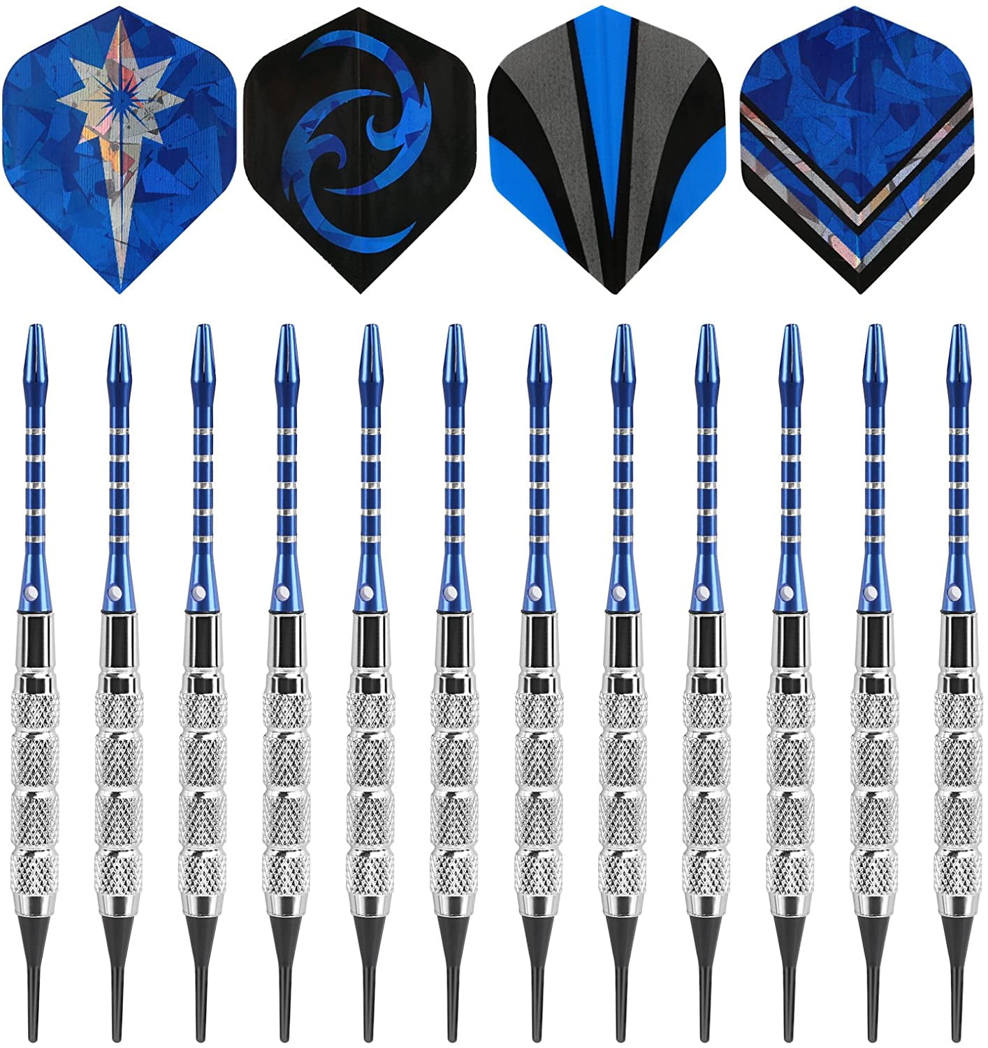 Naler Soft Tip Dart Set for Electronic Dartboards with Replacement Tips and Flights (Black, 12 Pack) oo3i1
