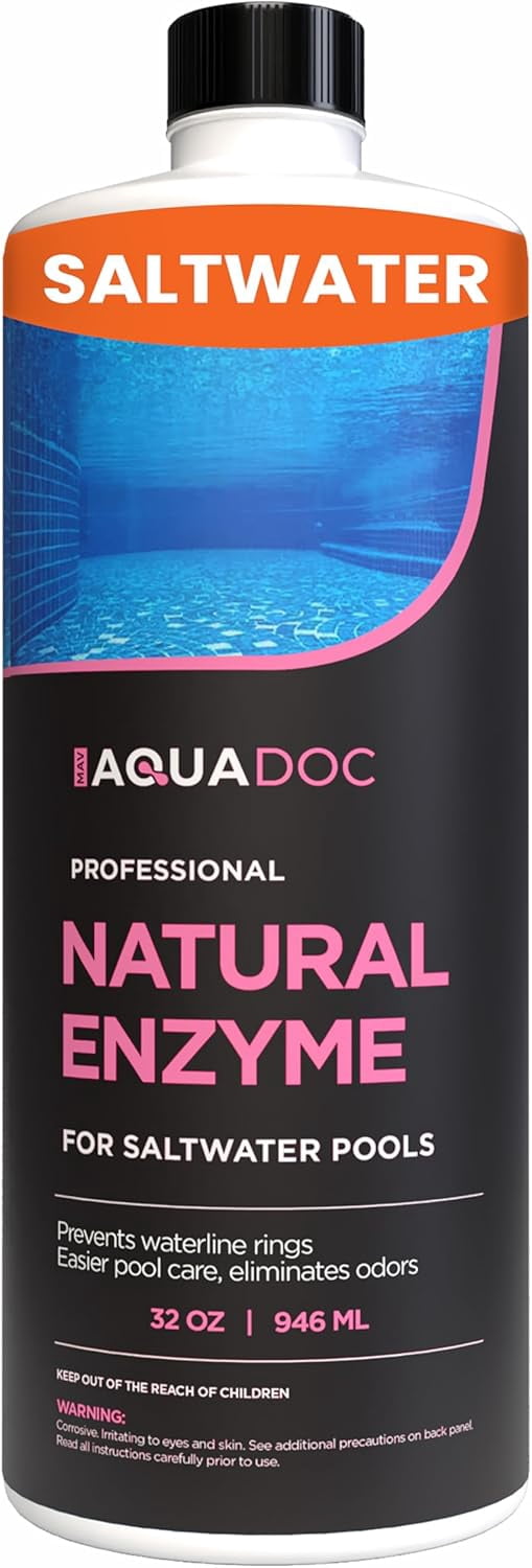 AquaDoc Saltwater Pool Enzyme Treatment, Waterline Cleaner & Oil Control (32 oz) u51ix