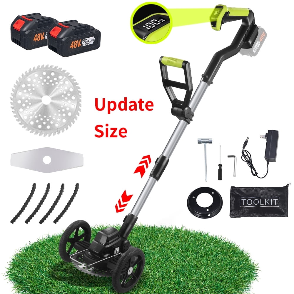 Paddsun Electric Cordless Weed Trimmer with Digital Power Display and Auxiliary Wheel (21V) ysp0b