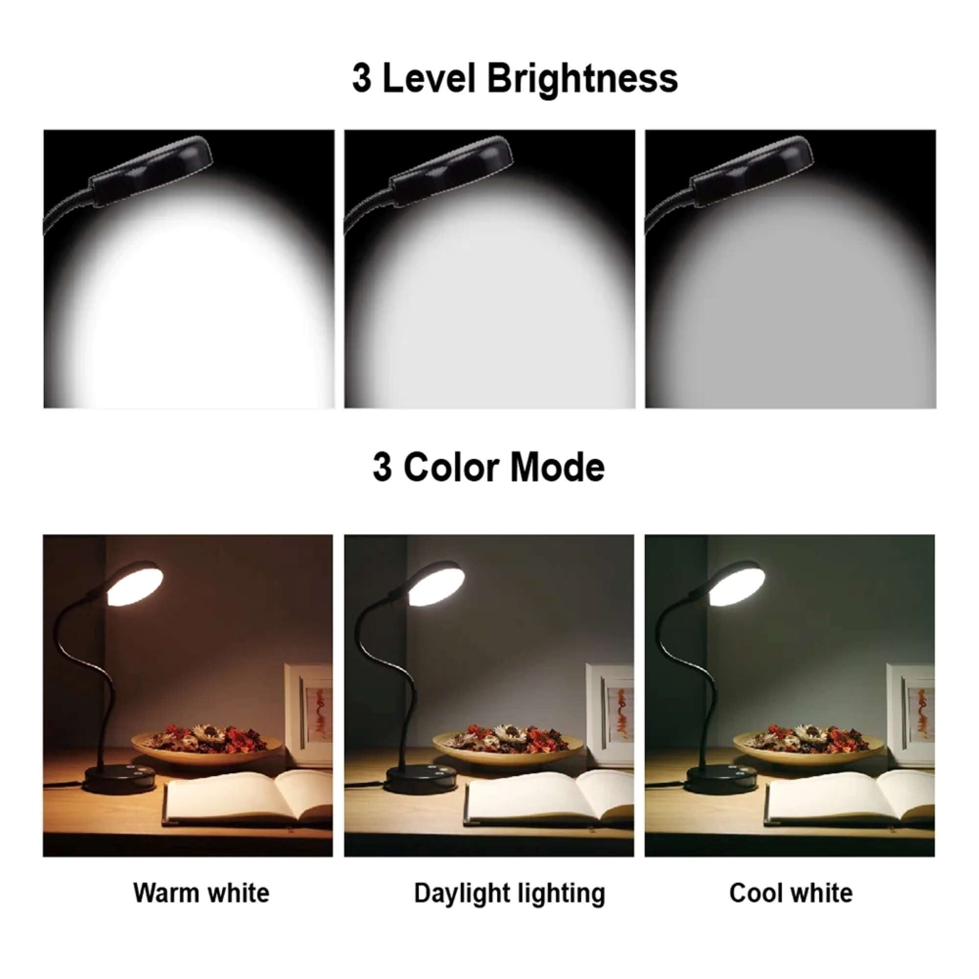 Mainstays LED Desk Lamp, Dimmable Touch Control Table Light with USB Charging Port (Black, 14.3 in) y58da