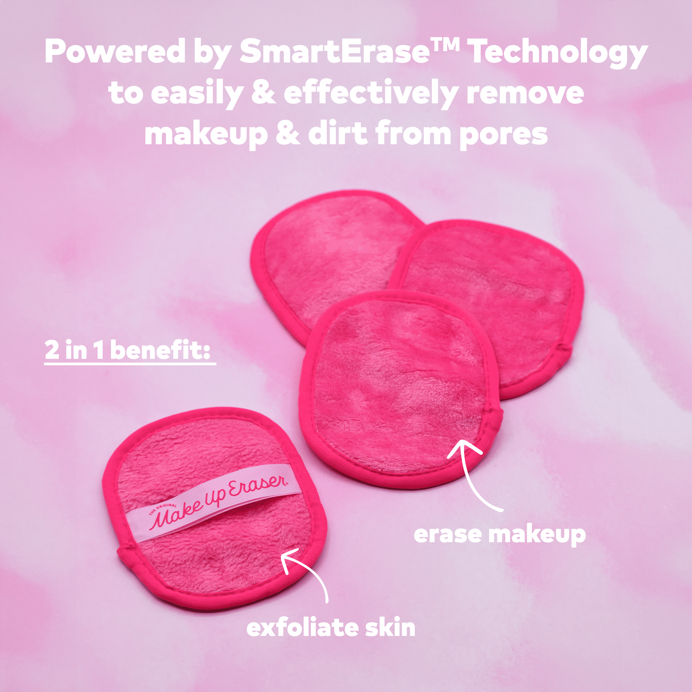 The Original MakeUp Eraser Reusable Makeup Remover Cloth Set (Pink, 3-Day Set) ncbf2