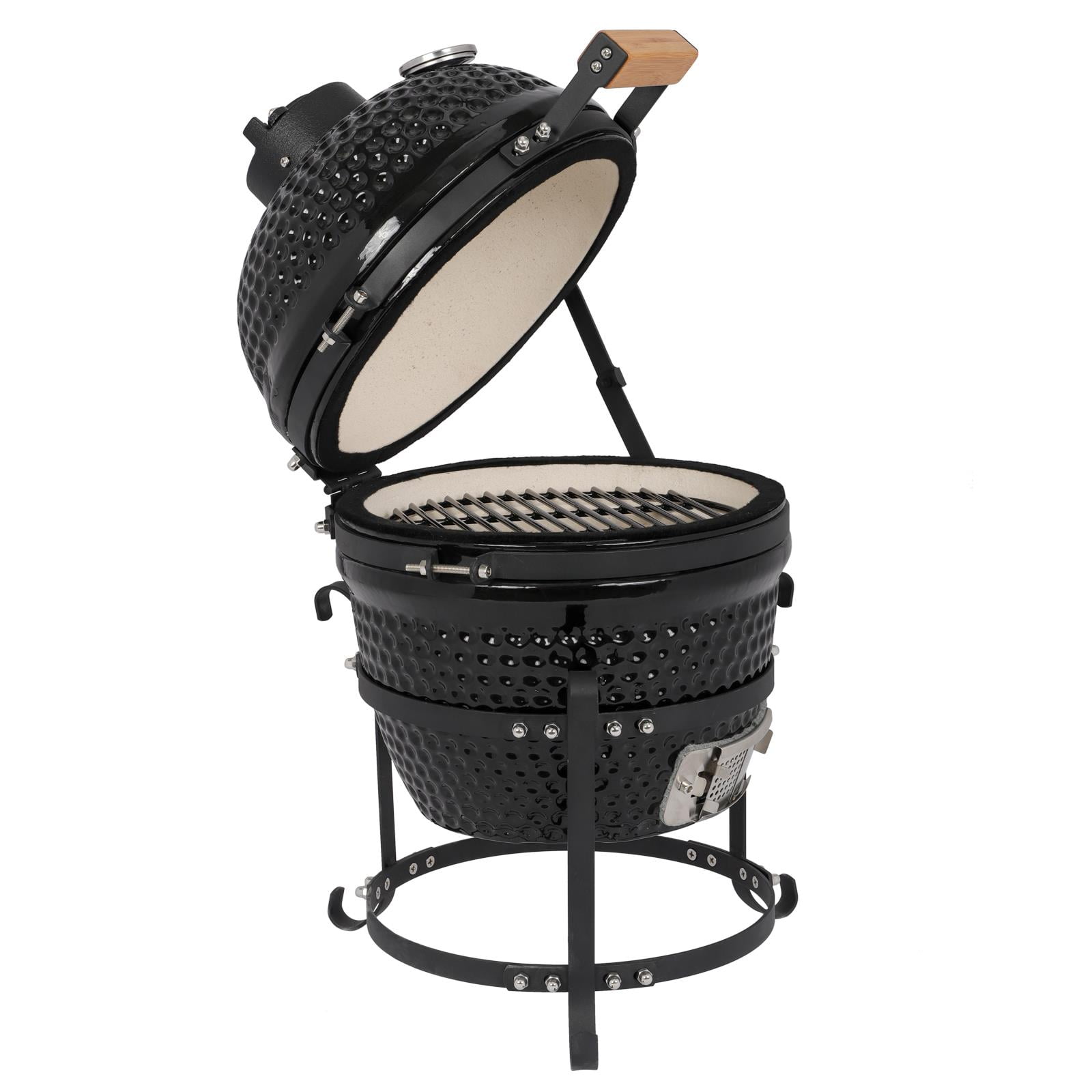 Zimtown Charcoal BBQ Grill, Ceramic Heat-Insulated Outdoor Cooking Station (Black, 13 in) 2p3uw
