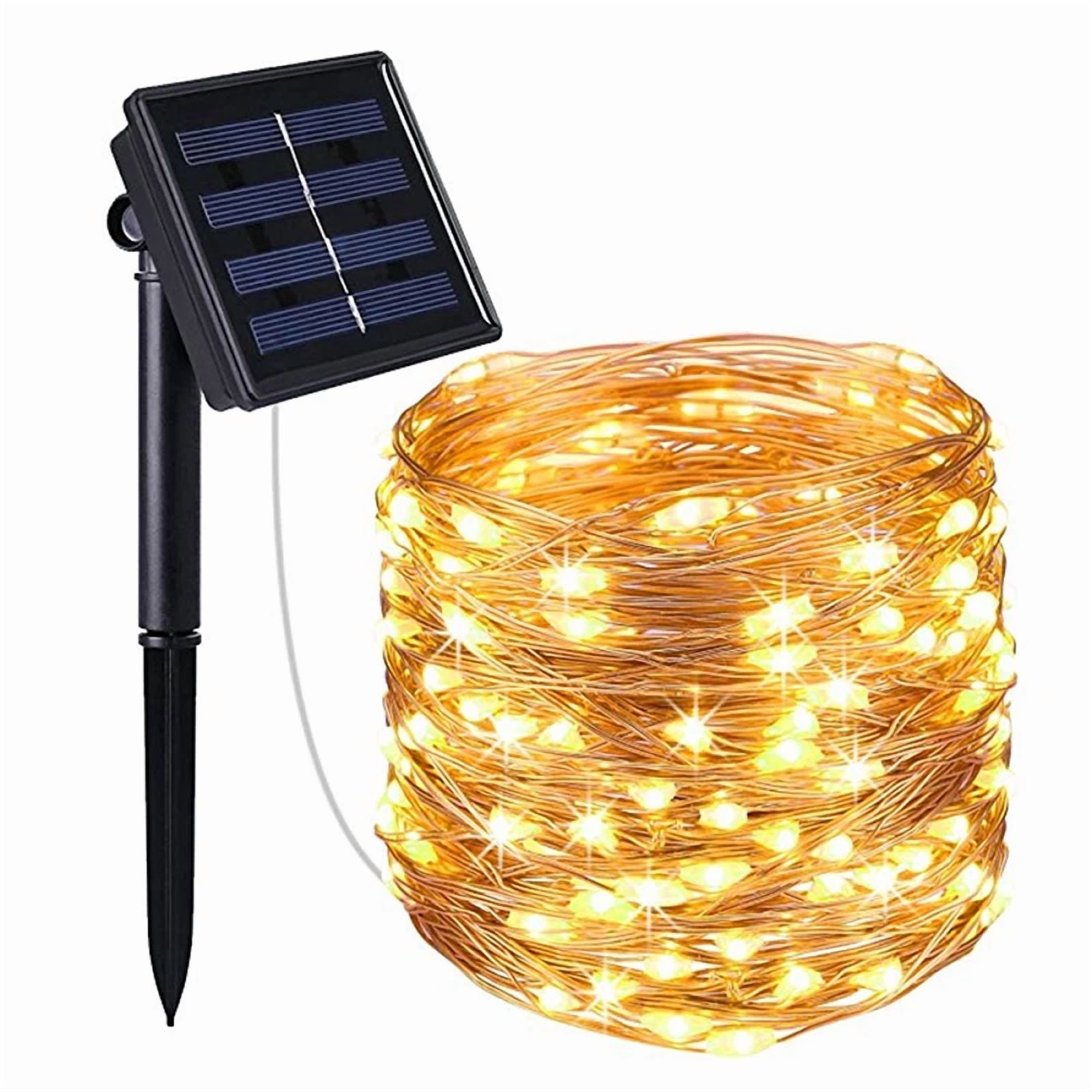 Purely Elizabeth Solar LED String Lights Waterproof Copper Wire for Outdoor Garden Party Decor (Warm White, 33 ft) 7j5v6