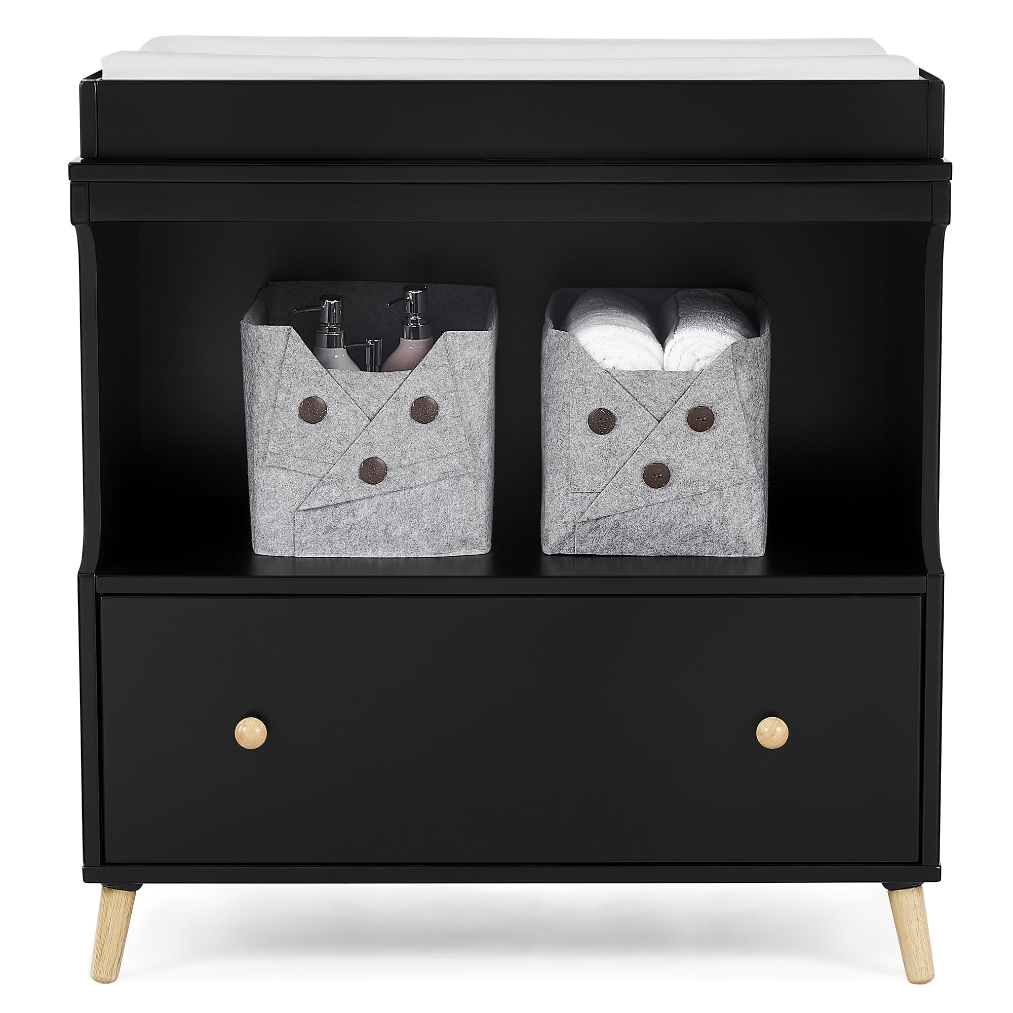 Delta Children Essex Convertible Changing Table with Drawer (White, 34.25 in x 20.75 in x 36 in) p5h77