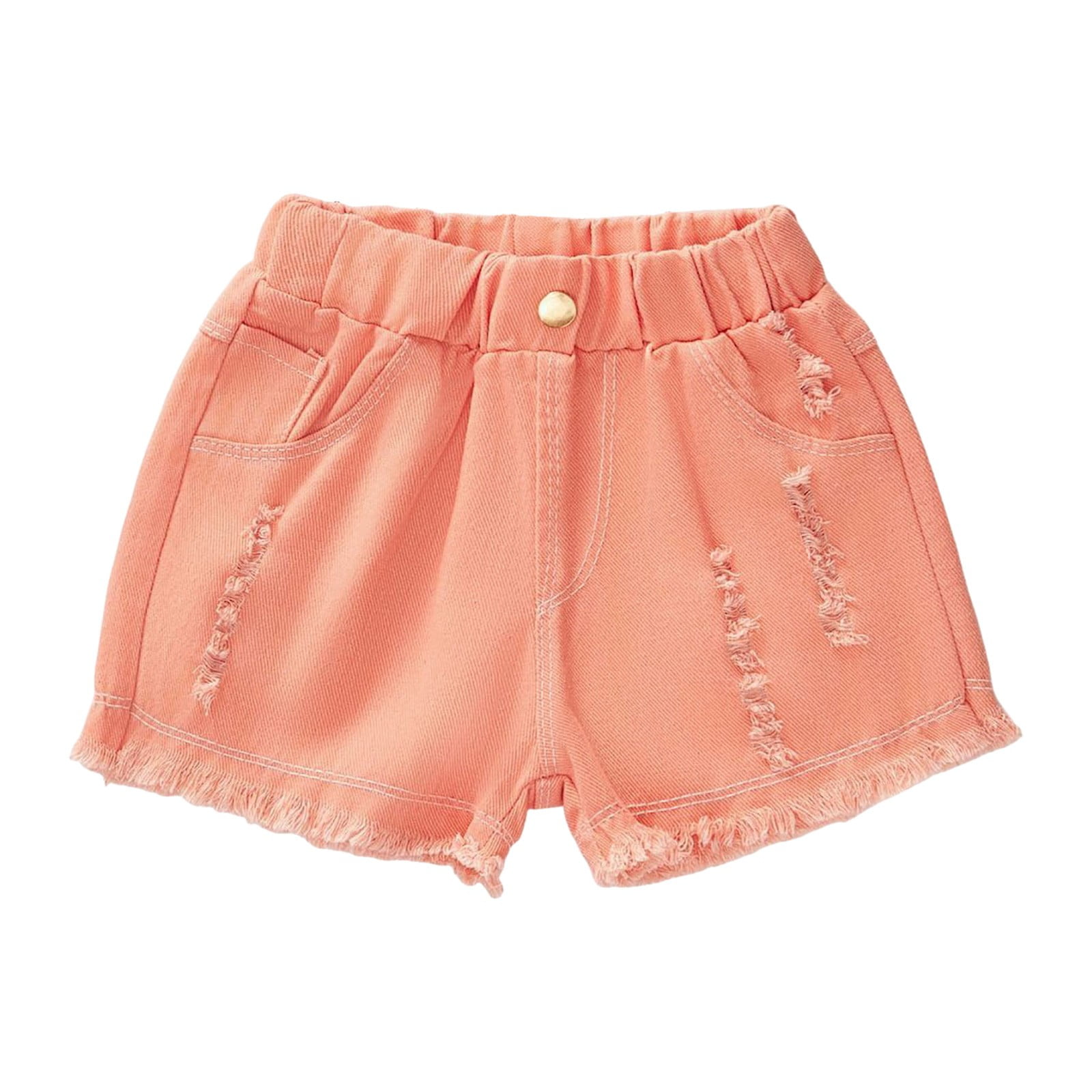 Zanarzt Girls Casual Summer Shorts Elastic Waist Wide Leg Bottoms (Orange, 6-7 Years) 90qnd