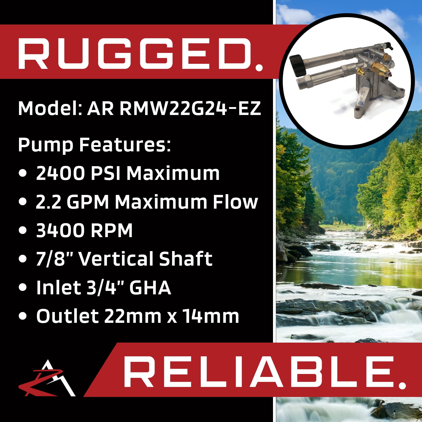The ROP Shop Annovi Reverberi Vertical Pressure Washer Pump (7/8 in Shaft, 2400 PSI) lb6ar