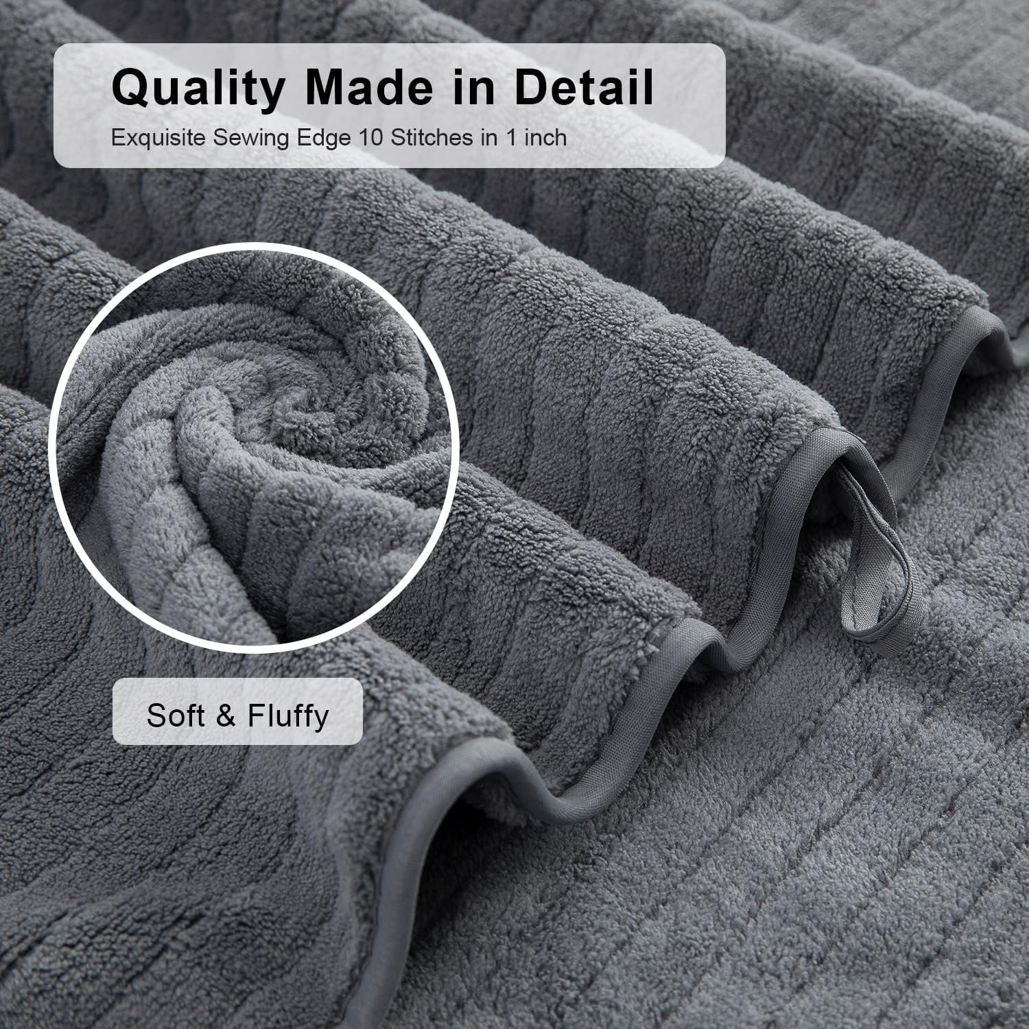 Jessy Home Oversized Microfiber Bath Towels Set (Dark Gray, 4 Pack, 35 in x 70 in) j6e97