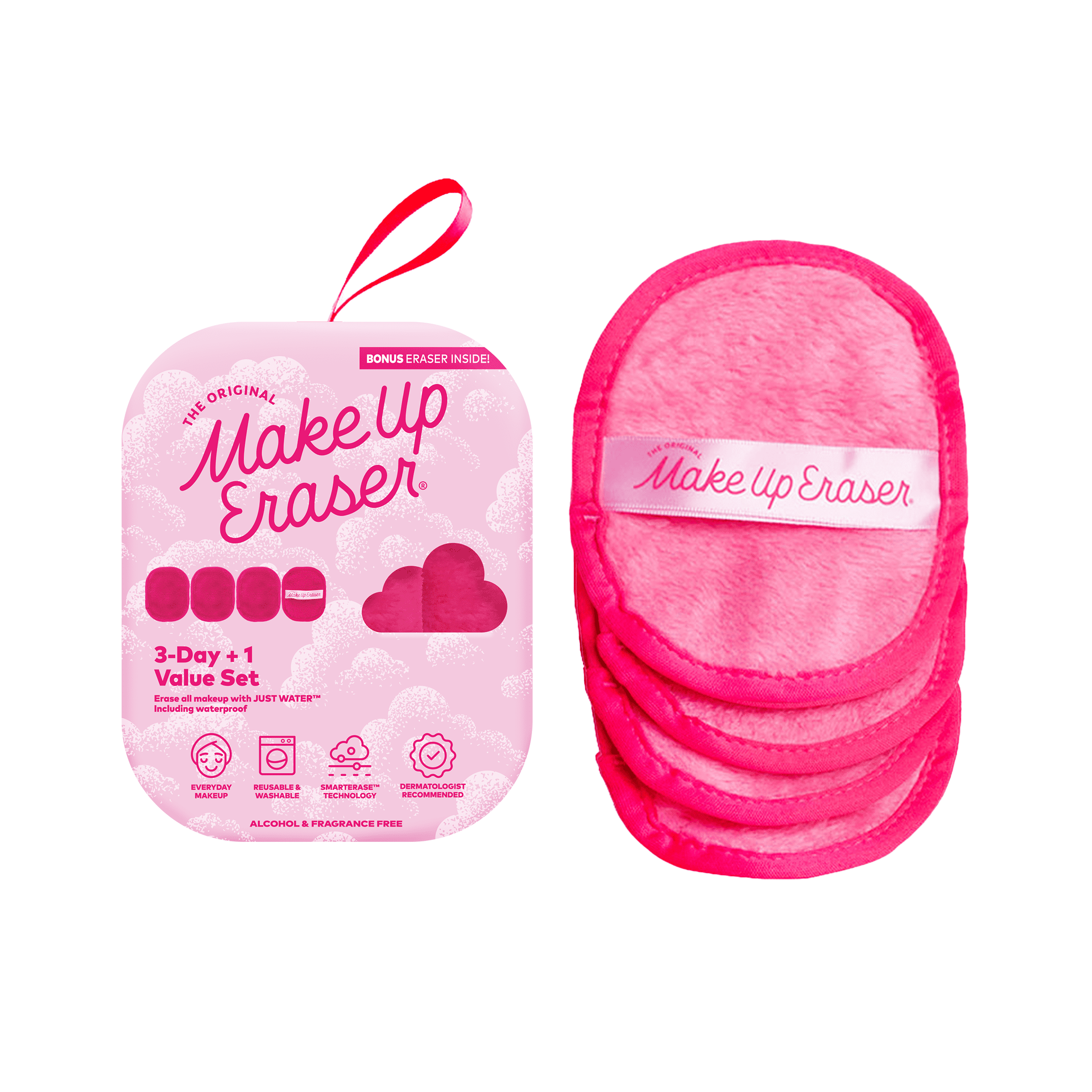 The Original MakeUp Eraser Reusable Makeup Remover Cloth Set (Pink, 3-Day Set) ncbf2