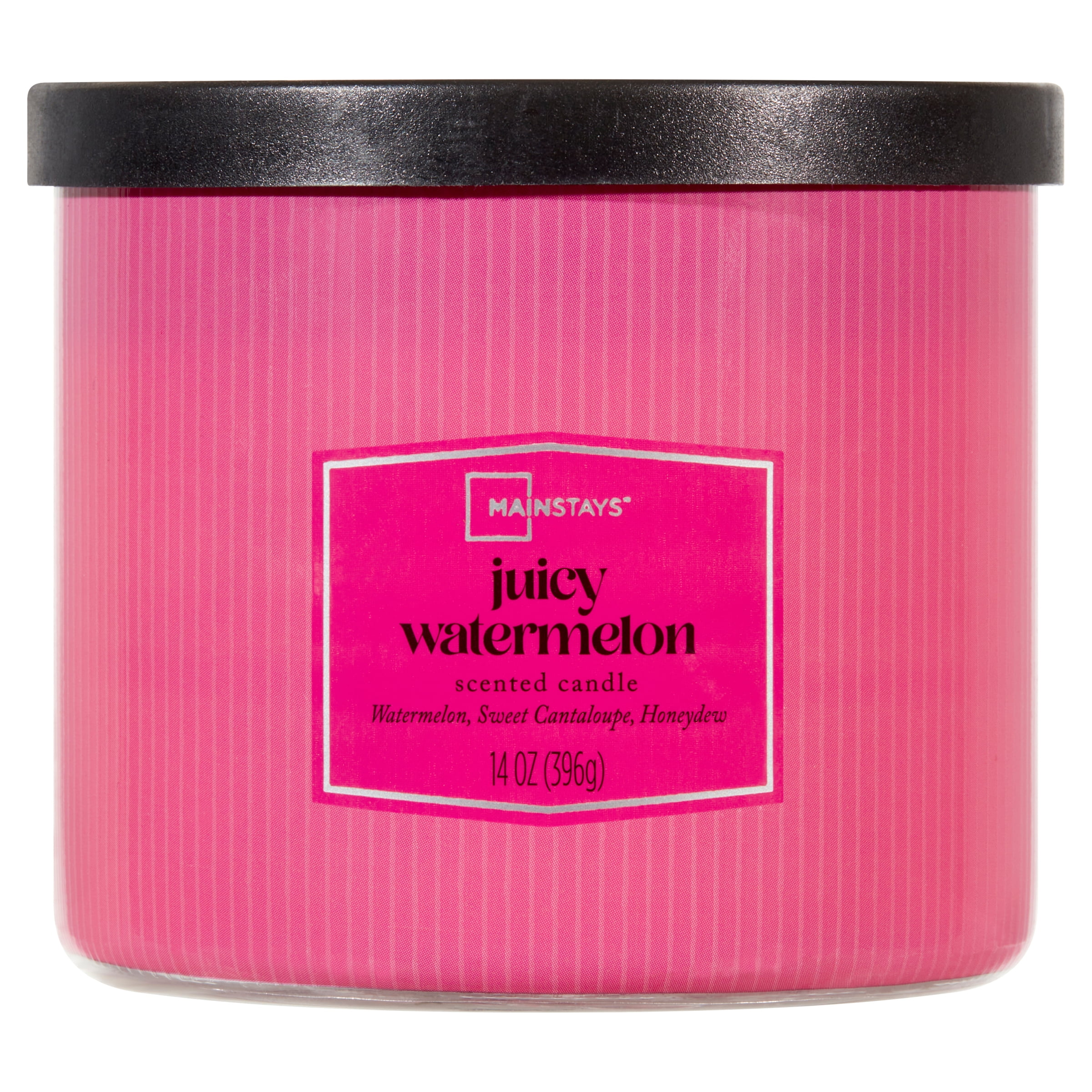 Mainstays 3-Wick Scented Candle, Juicy Watermelon Fragrance with Decorative Wrap (Red, 14 oz) c44ch
