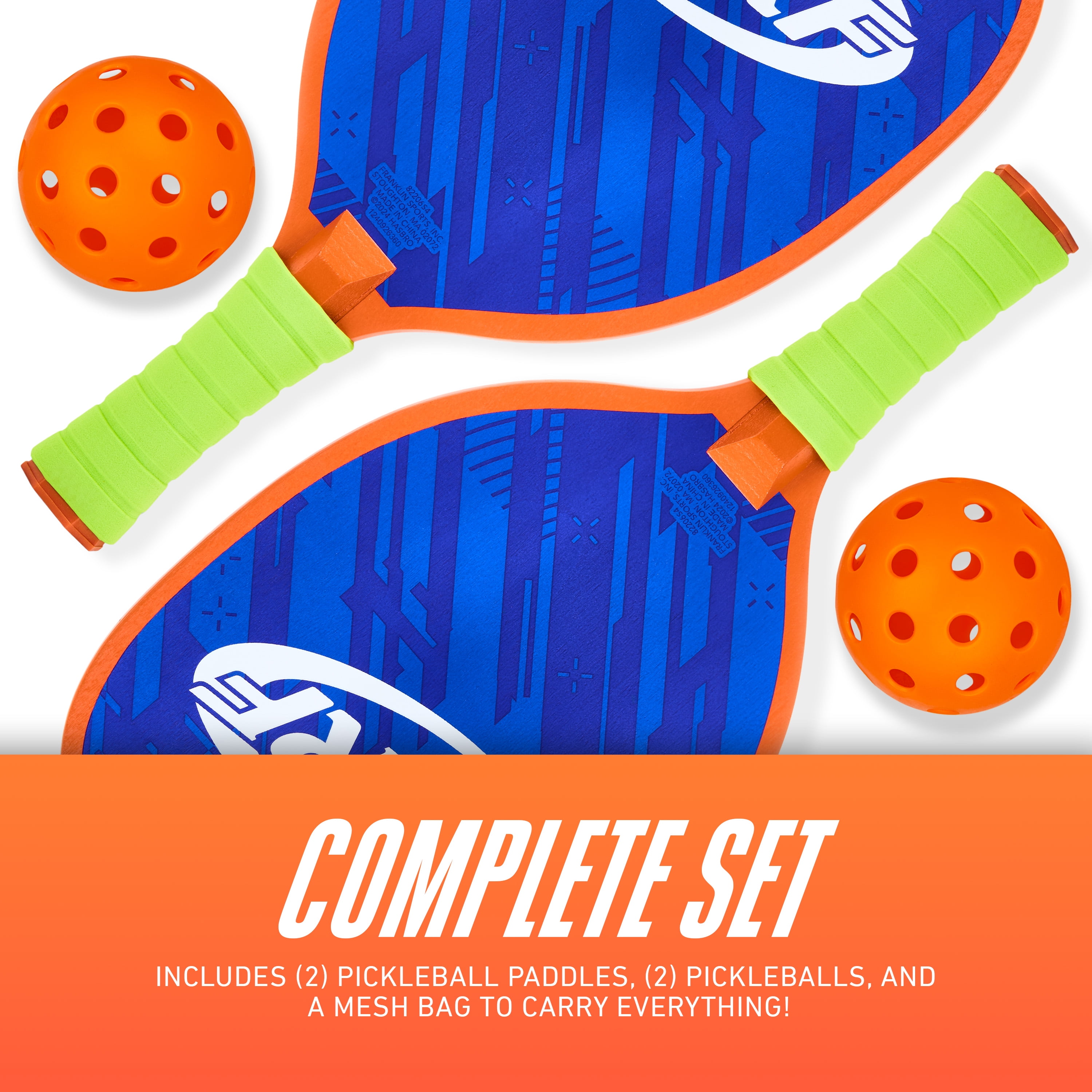 Nerf 2 Player Pickleball Paddle Set with Mesh Carry Bag (Blue/Green, 4-Piece Set) g9it1