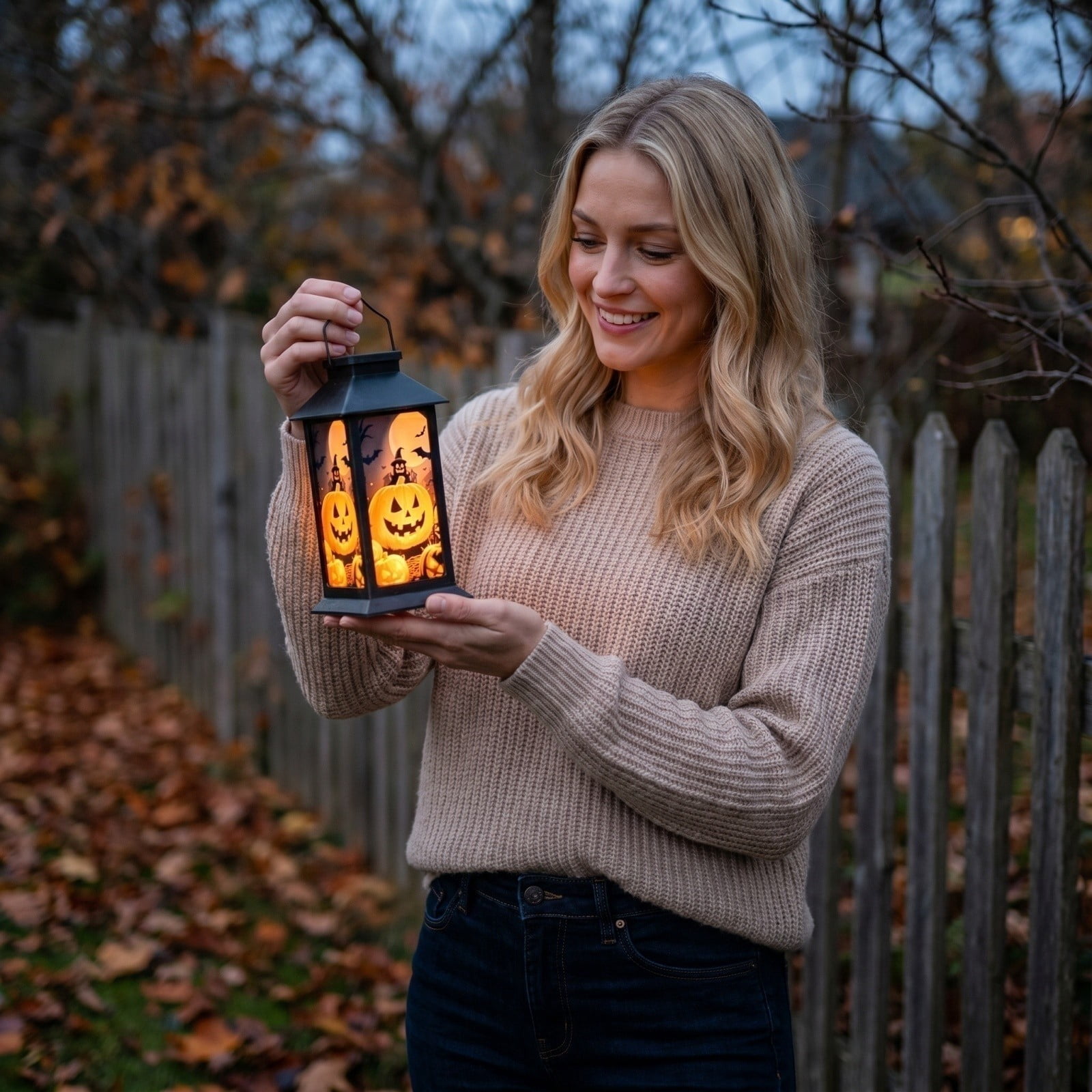 TrdSipl Halloween Solar Lantern Outdoor Decor, Iron Jack-o'-Lantern Light with Warm Amber Glow (Black, 11 in) jqeow