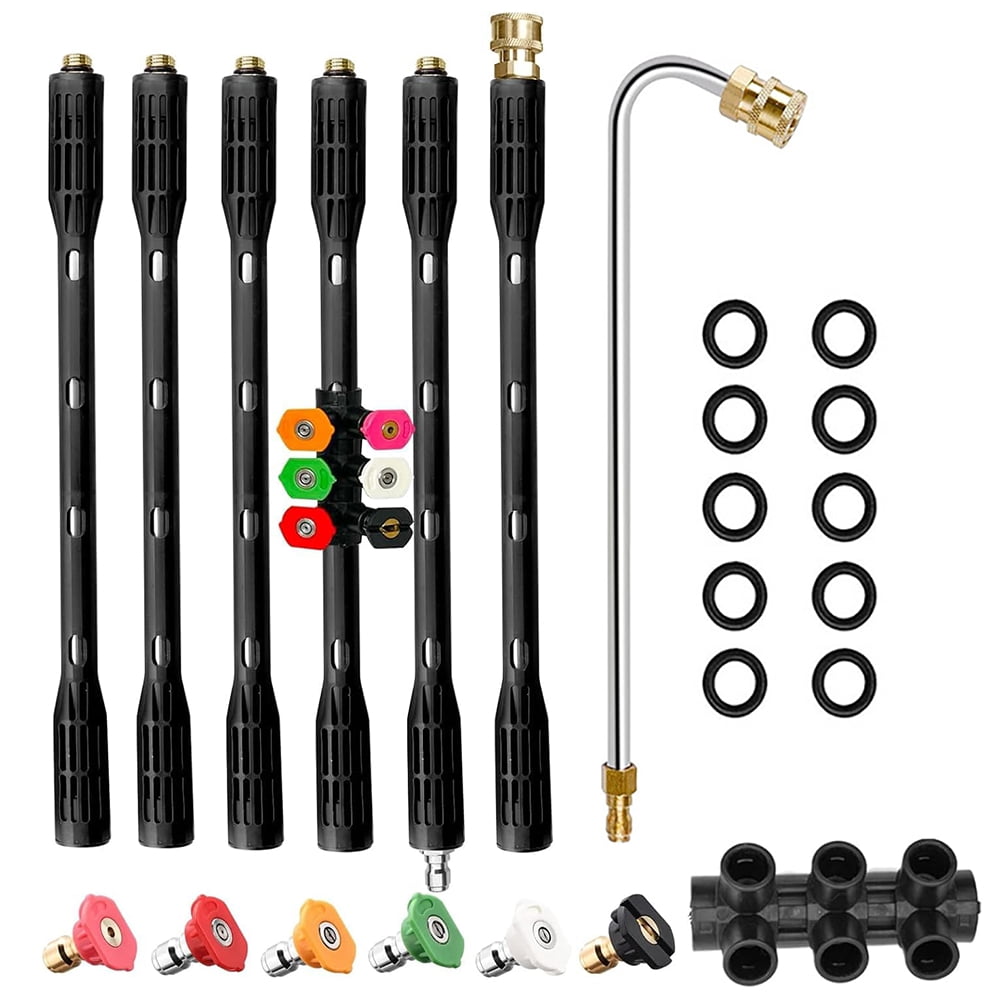 INTELIVE Pressure Washer Extension Wand Set with Gutter Cleaner Attachment and 6 Spray Nozzles (109 in) g47gl