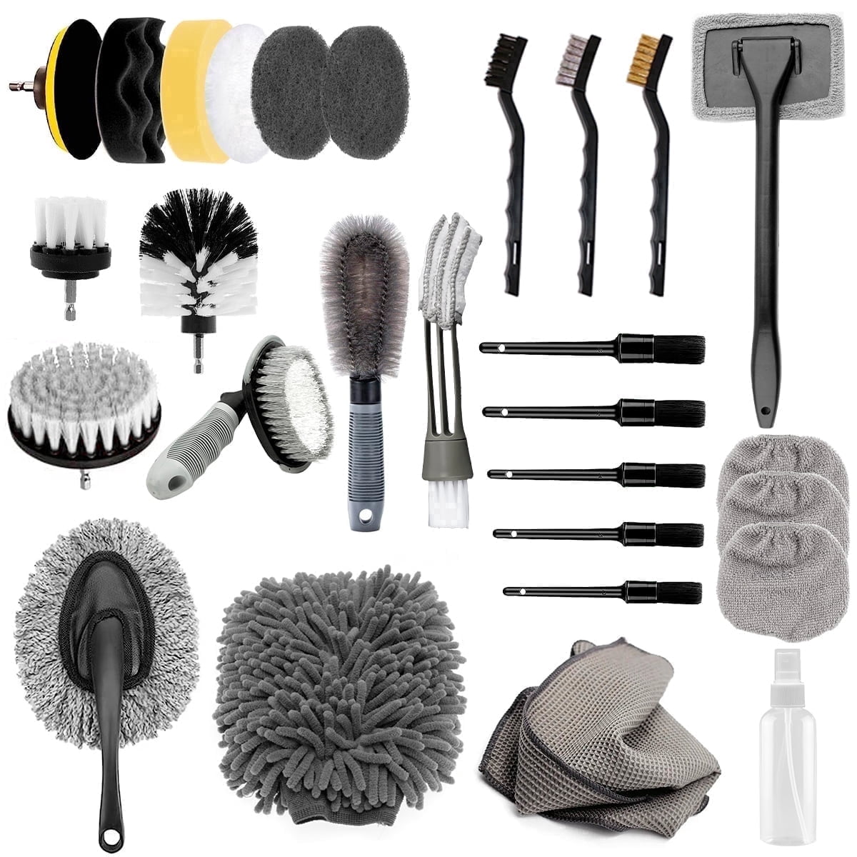 STORGENER 28-Piece Car Detailing Kit, Professional Interior and Exterior Cleaning Set (Gray, 28-Piece) 79su9