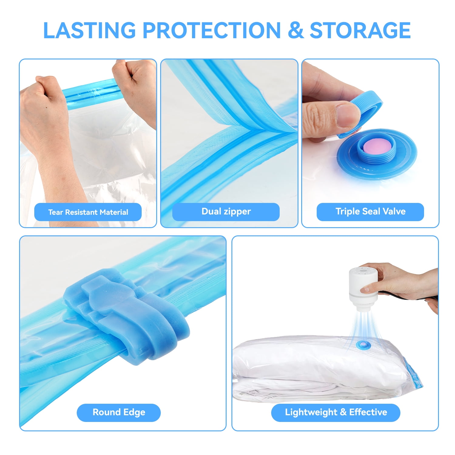 WEPSEN Vacuum Storage Bags with Electric Pump (20 Pack, White) eqkpx