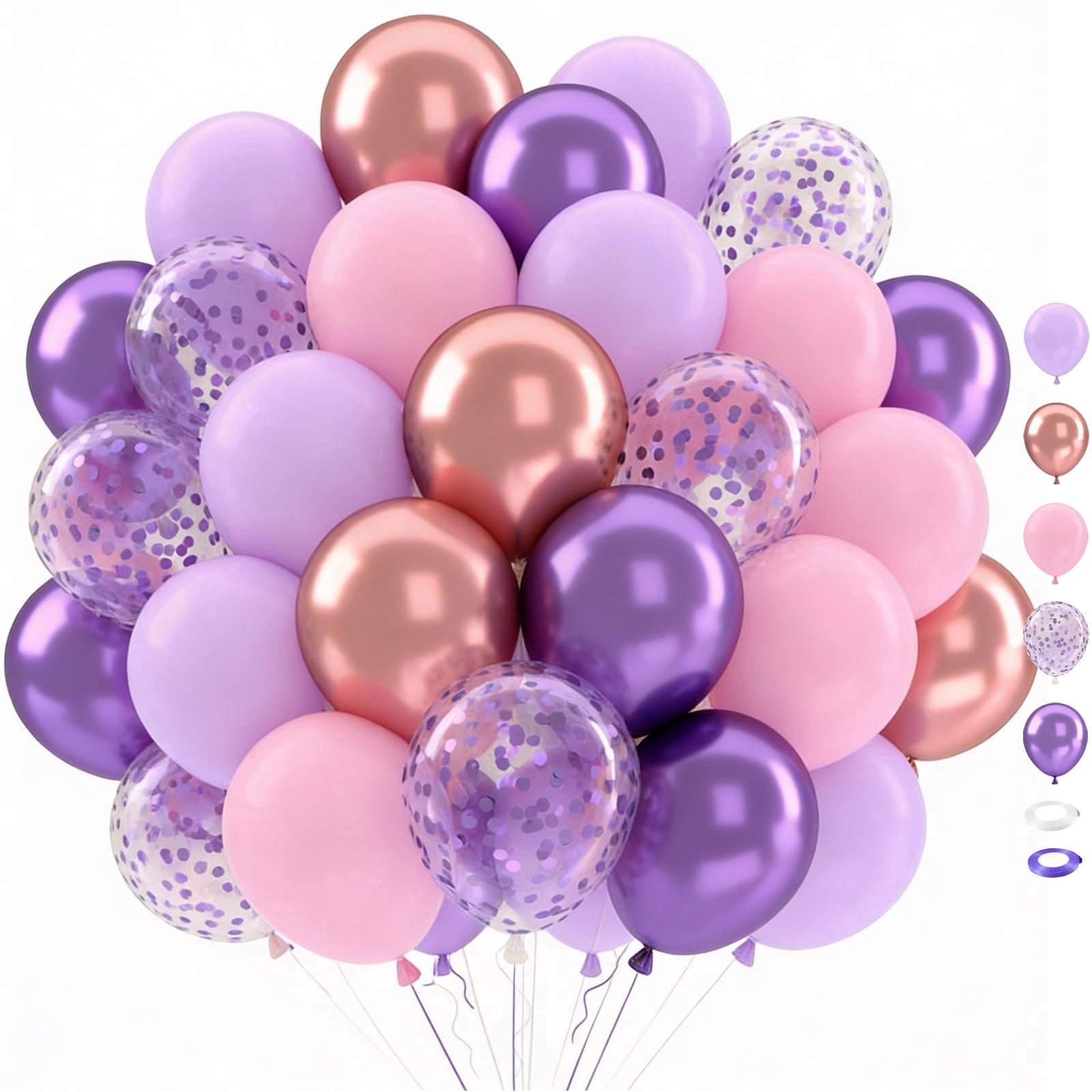 Qiameng Metallic Rose Gold and Pastel Purple Balloon Arch Kit for Party Decorations (50 Pack, 12 in) u2yey