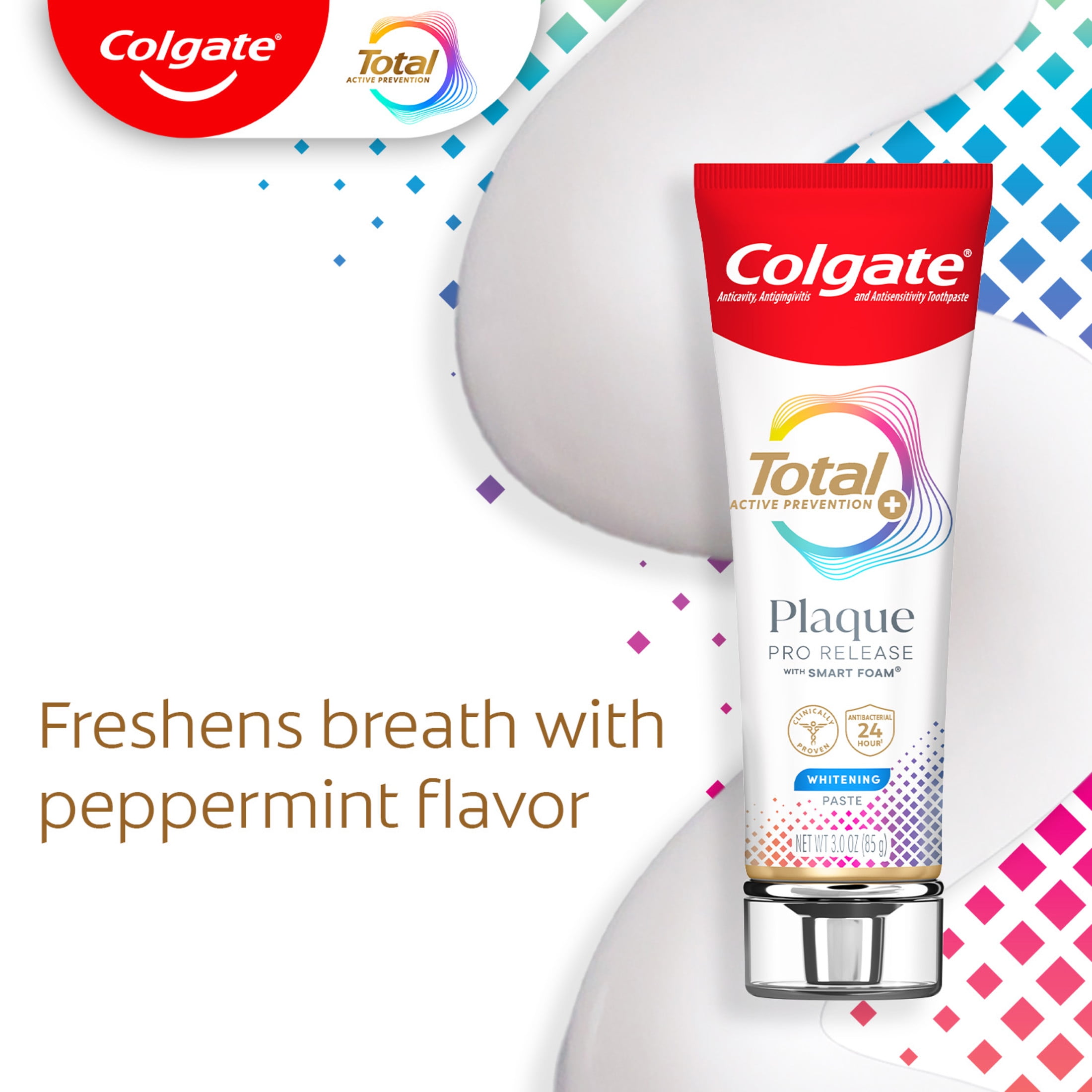 Colgate Total Plaque Pro Release Whitening Toothpaste (Mint, 3.0 oz) 8oebv