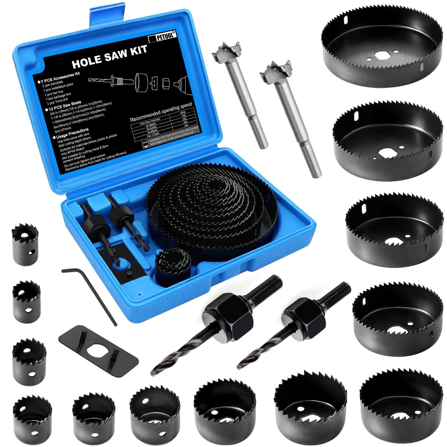 LifeIdeas Hole Saw Kit 22-Piece Set for Wood and PVC (3/4 in to 5 in) krfbs