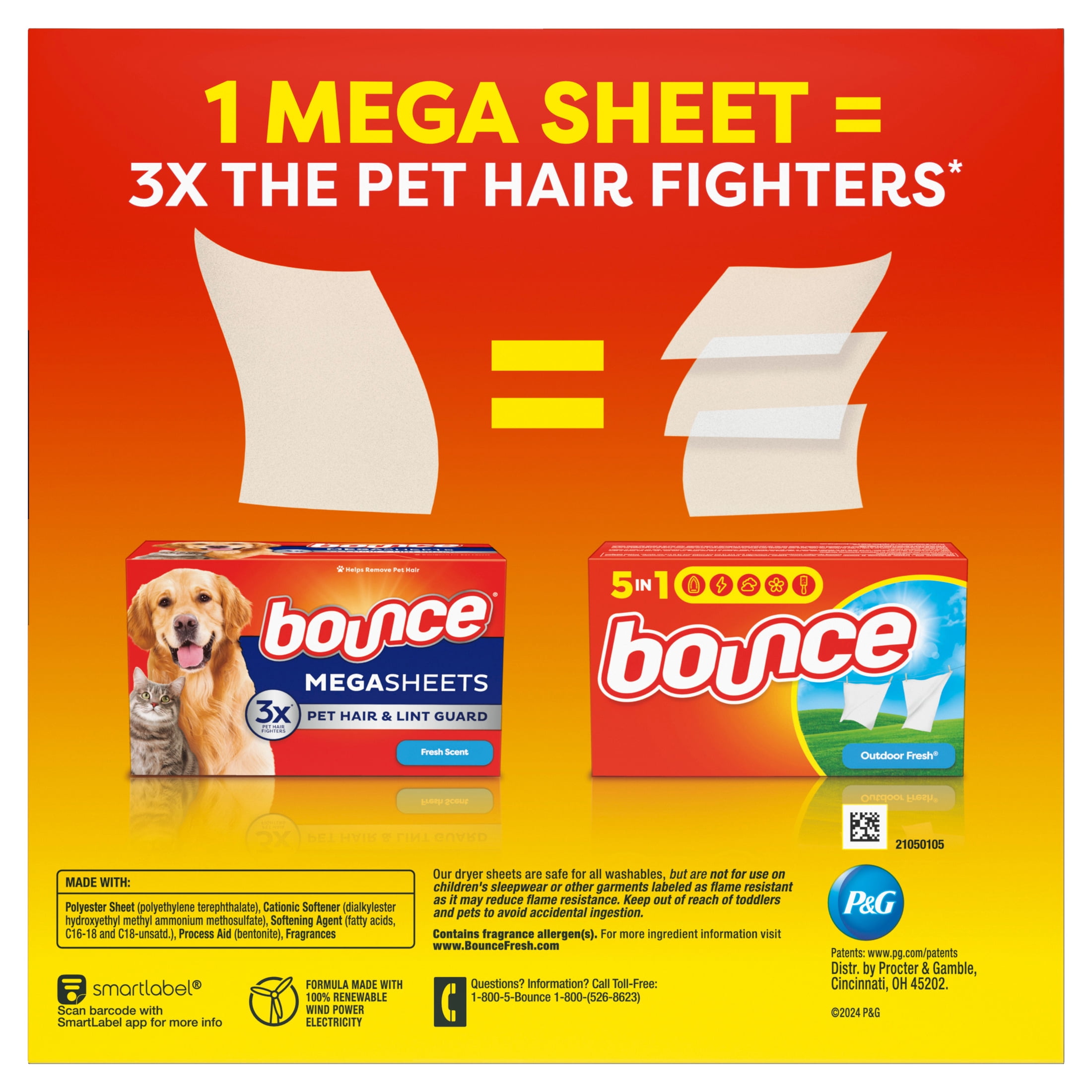 Bounce Pet Hair and Lint Guard Dryer Sheets, Fresh Scent (130 Count) eehvf