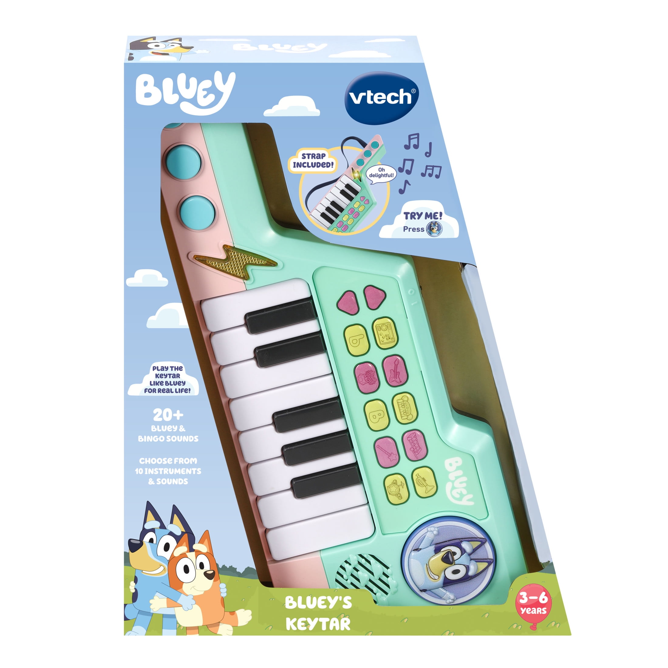 Bluey VTech Musical Keytar Toy with Strap and Sound Effects (13 in) zc05q