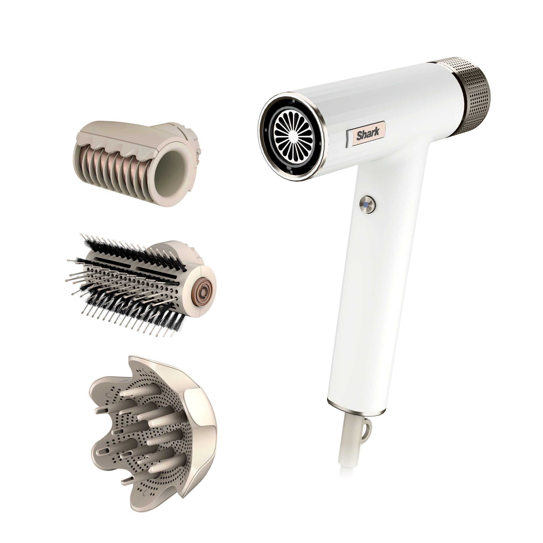 Shark SpeedStyle Hair Dryer & RapidGloss Finisher, Lightweight Ionic Styling Tool (White, 1.69 lb) 5s0ou