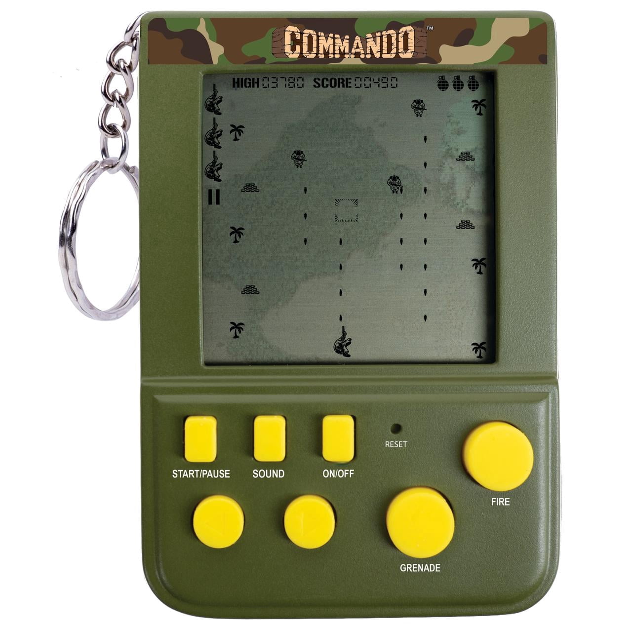 Fizz Creations Commando Keyring Arcade Handheld Game (Green, 3 in) vekfv