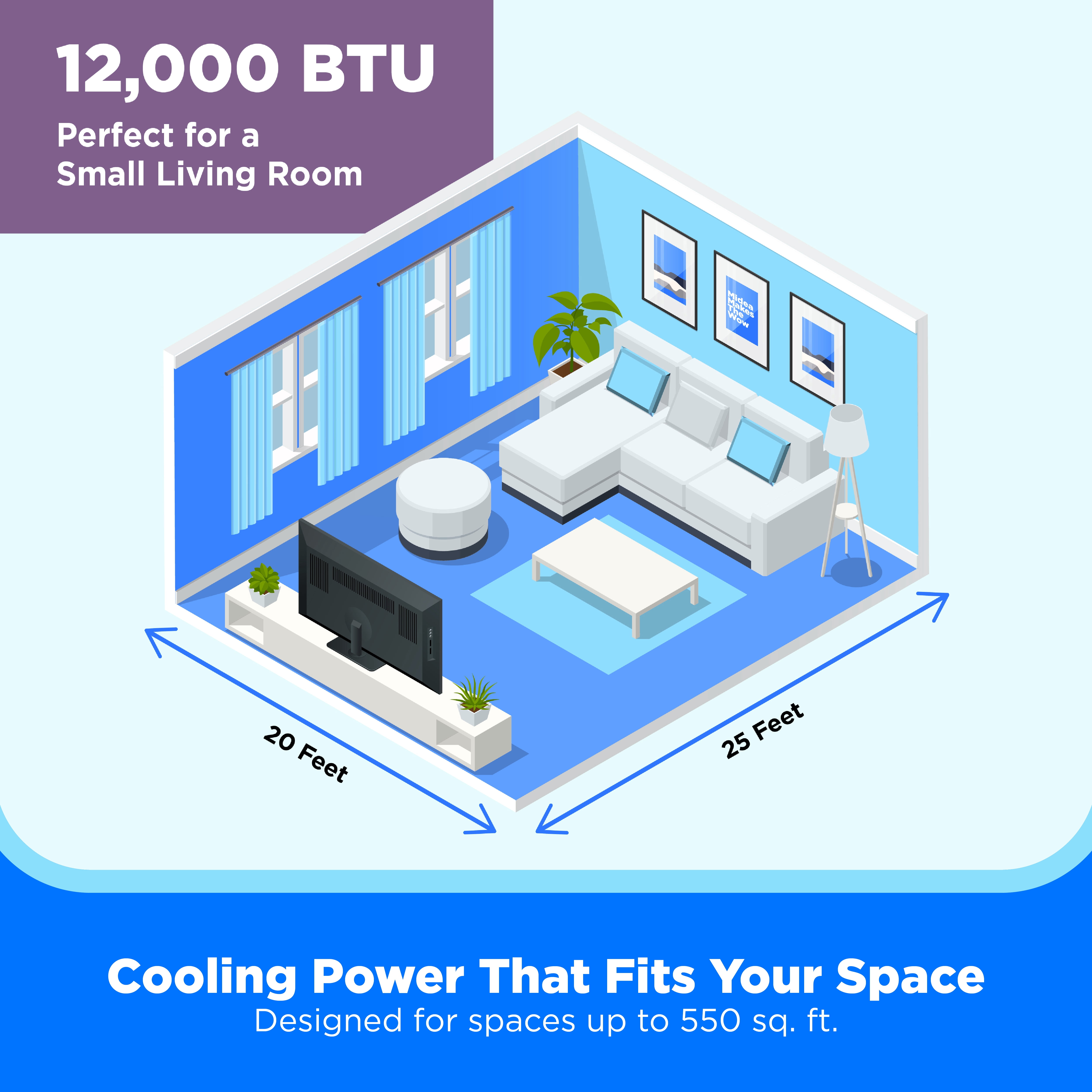 Midea 12,000 BTU Smart Inverter Window Air Conditioner, Quiet Cooling for Rooms Up to 550 sq ft, Wi-Fi Enabled (Black, 51 lb) 517cf