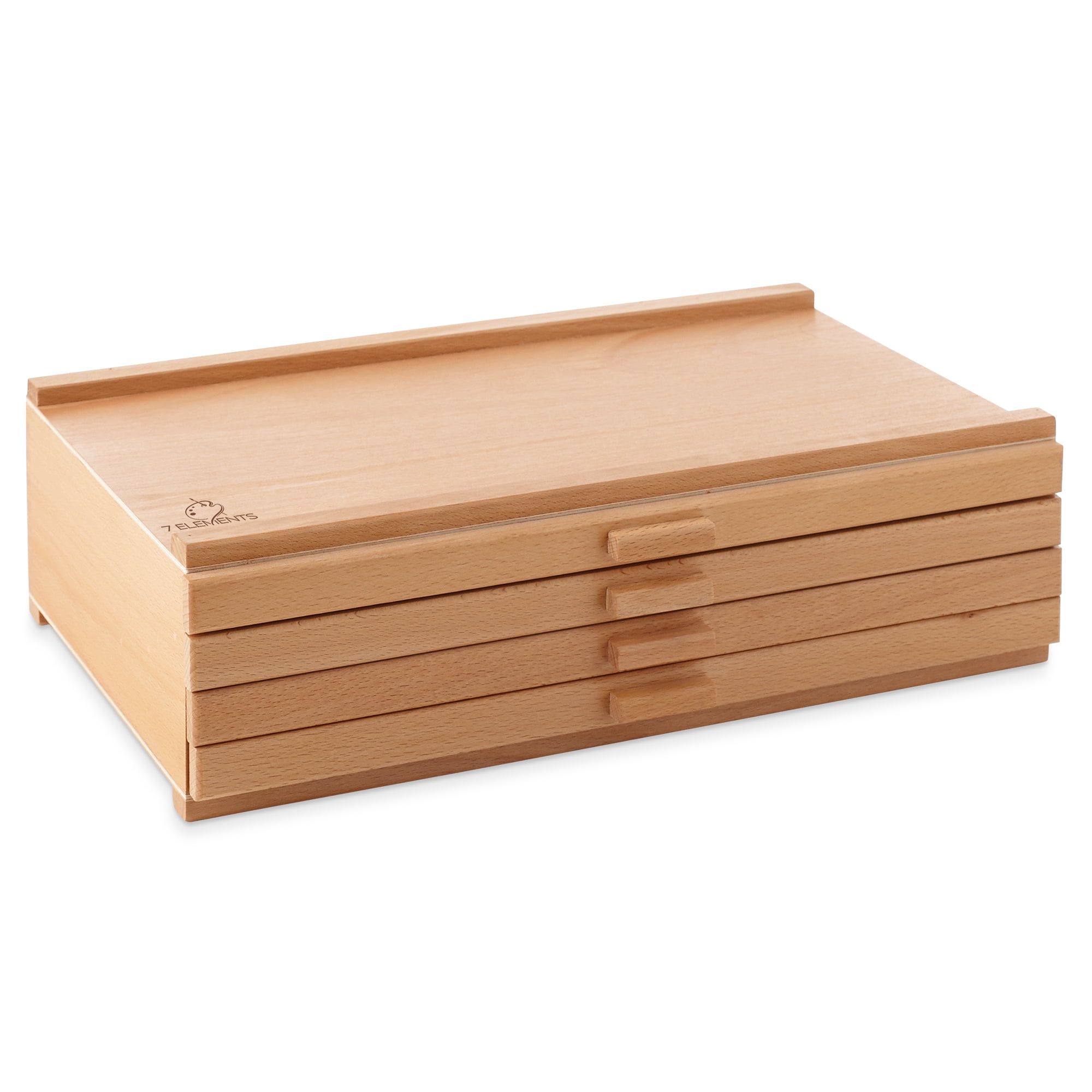 7 Elements 4 Drawer Wooden Artist Storage Supply Box for Art Supplies (White, 15.75 in x 9.5 in x 6 in) 9by81