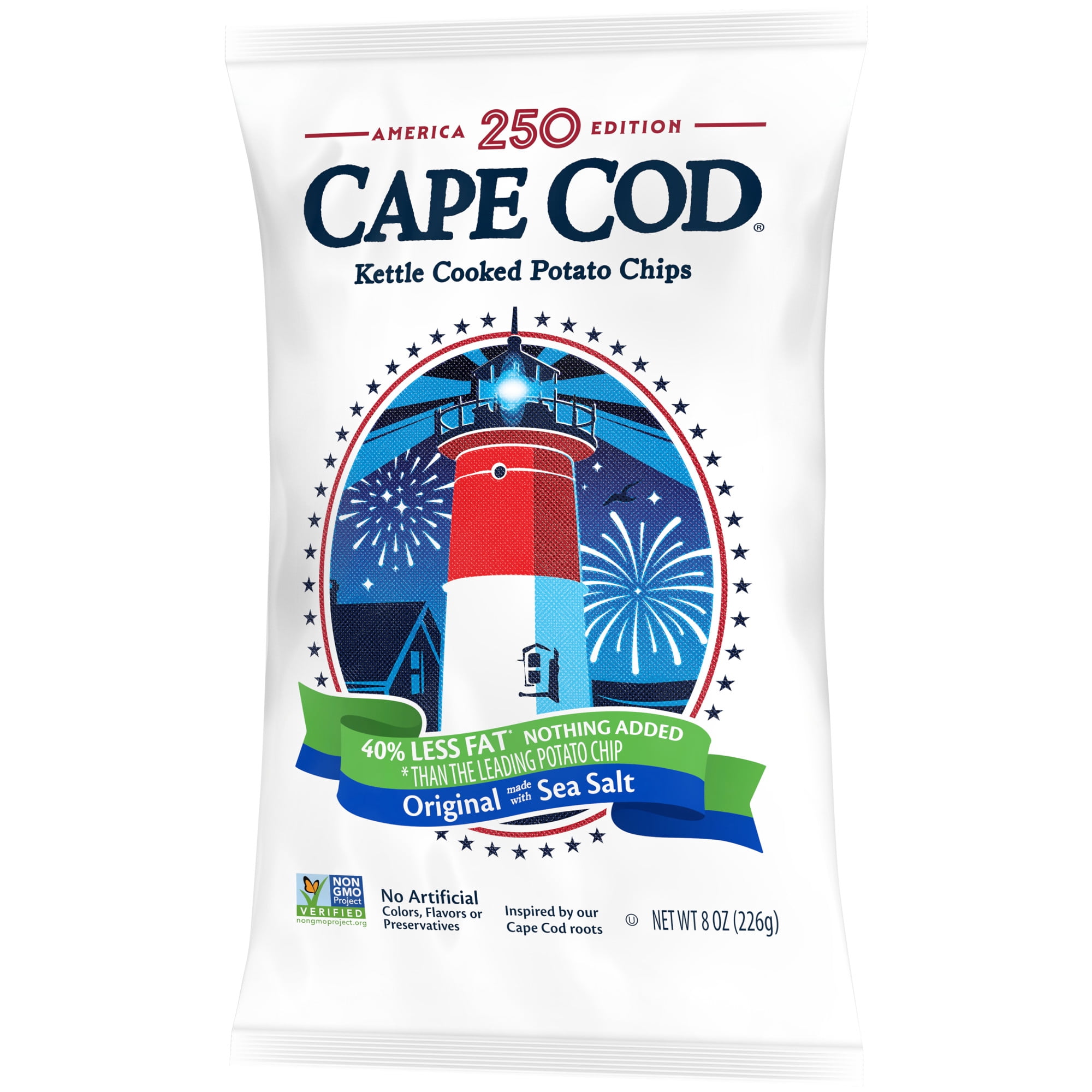 Cape Cod Less Fat Original Potato Chips, Kettle Cooked Crunchy Snack (8 oz) 2jb7r