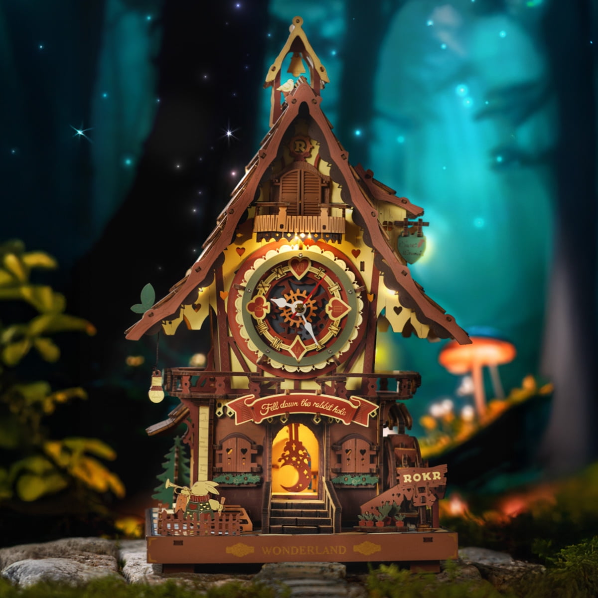 ROKR Cuckoo Clock Mechanical 3D Wooden Puzzle (Colorful, 12 in x 8 in) rq06t