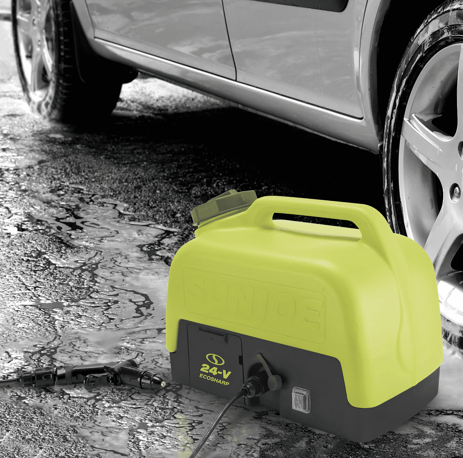 Sun Joe 24V ION+ Cordless Portable Spray Washer Kit with 2.0Ah Battery (Refurbished, 116 PSI) 9kkn0