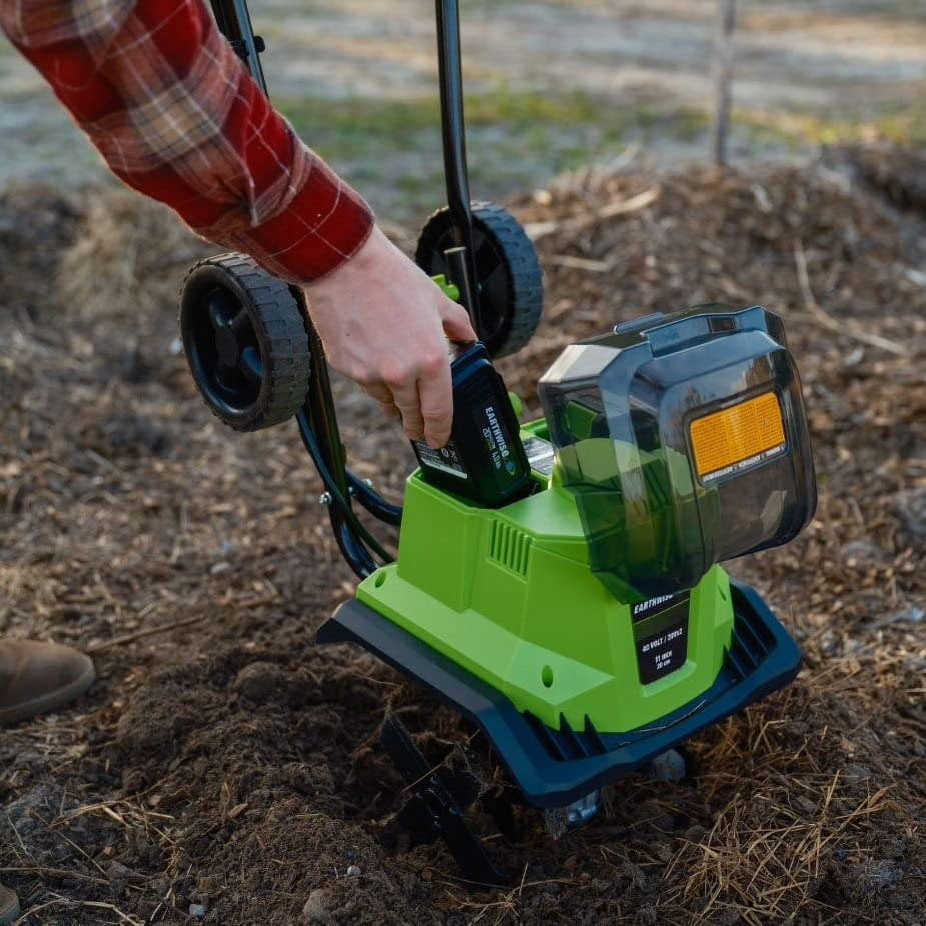 Earthwise 11-Inch 2x20-Volt Cordless Electric Garden Tiller and Cultivator (11 in) 01cag