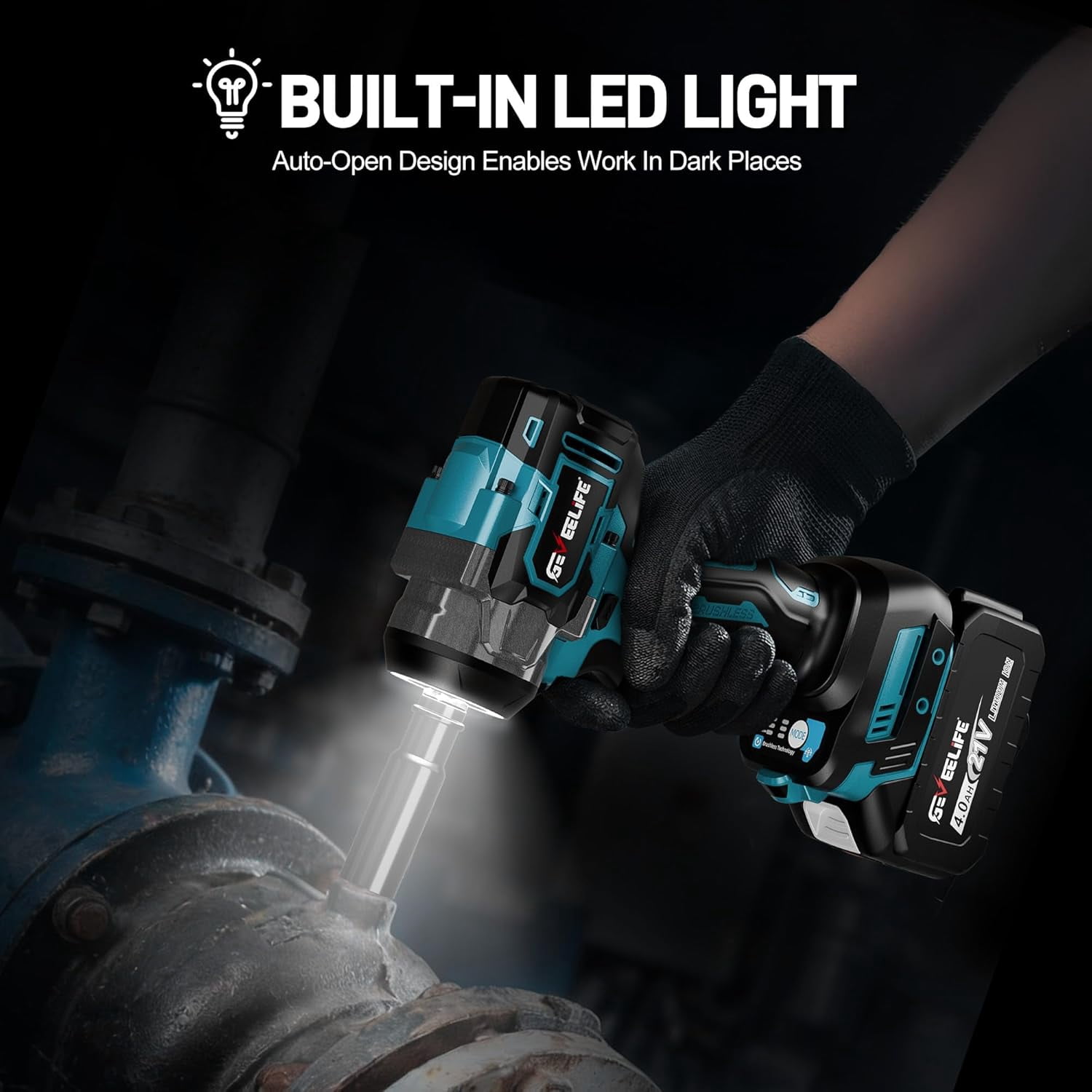 GEVEELIFE Cordless Impact Wrench 1/2 Inch Brushless Power Tool Set with 2 Batteries (480 ft-lbs, 3300 RPM) 46n8f