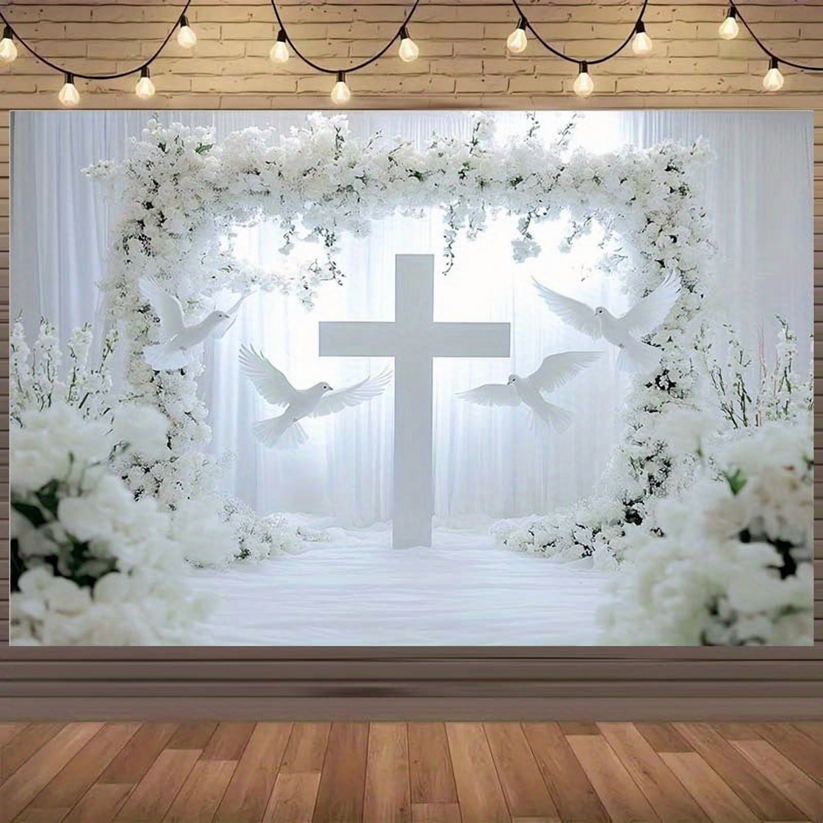 SUNESTOWEL Floral Arch Wedding Backdrop Photography Background (White, 7x5 ft) fu2tj