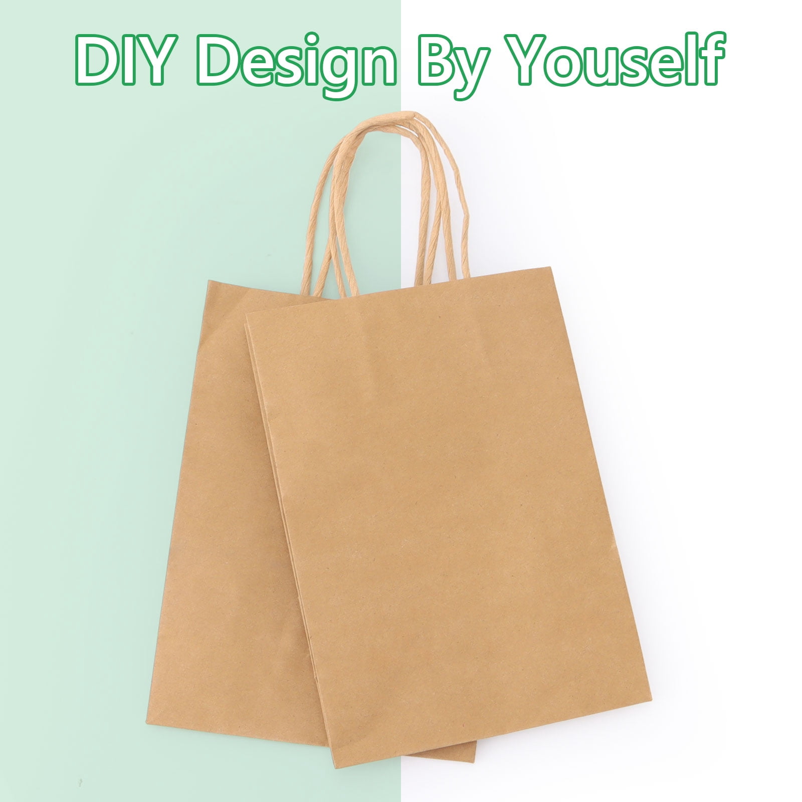 Hengbo Kraft Paper Gift Bags with Handles, Durable Retail Shopping Bags for Party Favors (Brown, 30 Pack, 5.9 x 3.1 x 8.2 in) kbllt