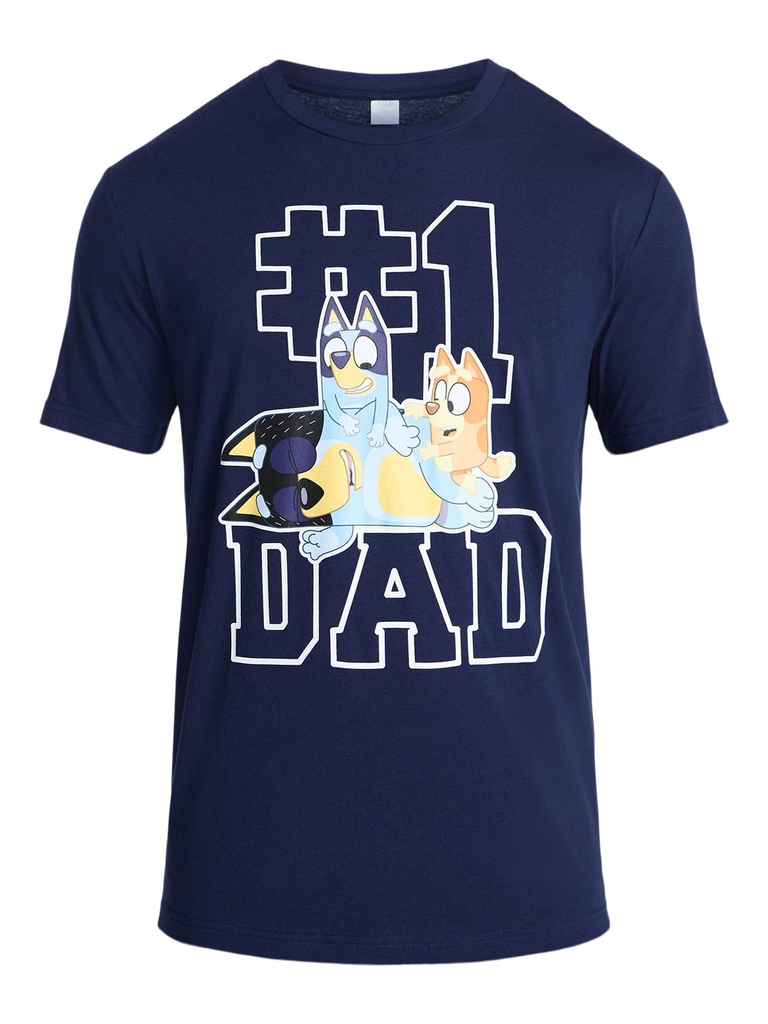 Bluey Men's Graphic Tee Father's Day Short Sleeve Crewneck Shirt (Blue, XS-5XL) jyuv4