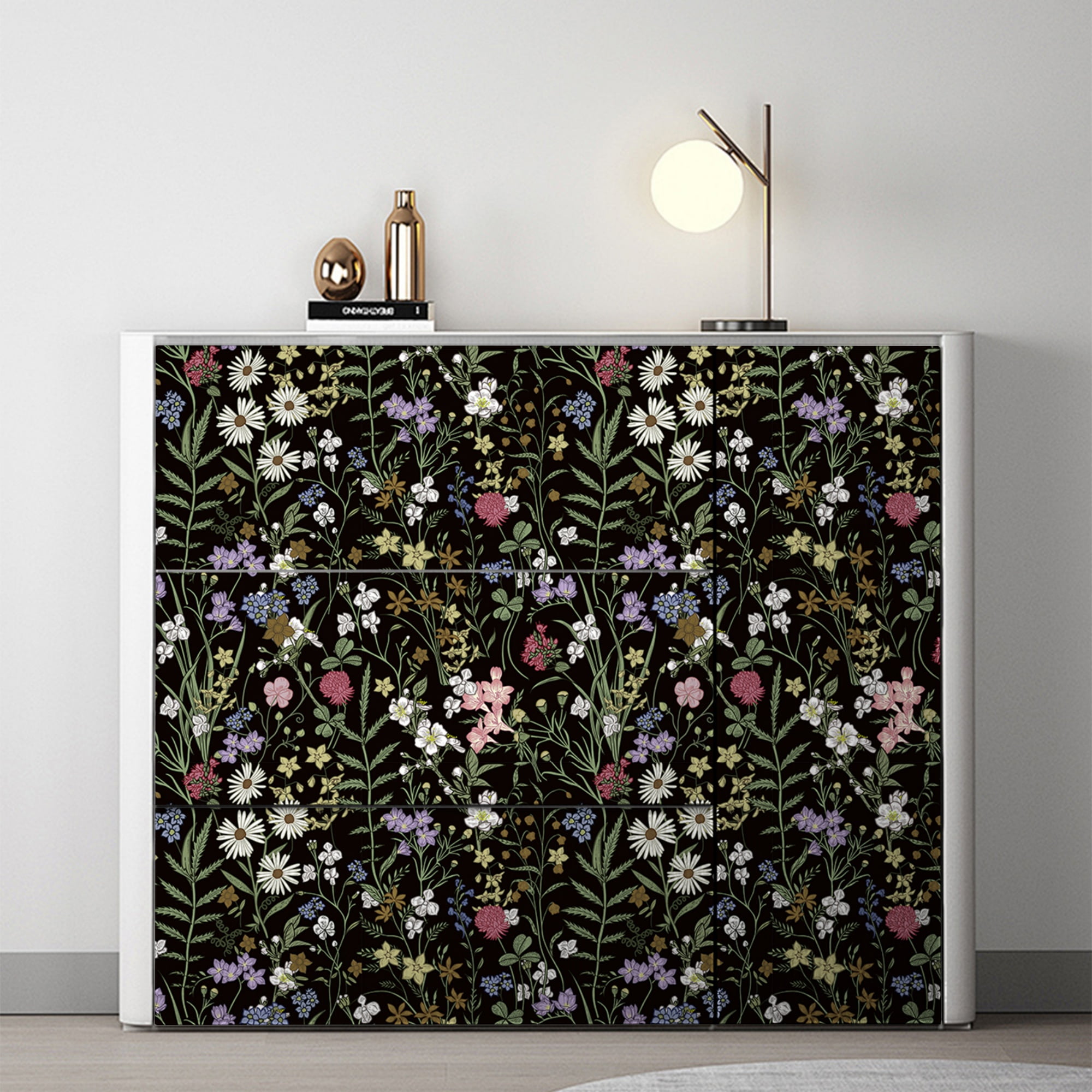 Abyssaly Floral Peel and Stick Wallpaper, Self-Adhesive Removable Contact Paper for Home Decor (Black, 17.7 in x 118 in) 1luh4