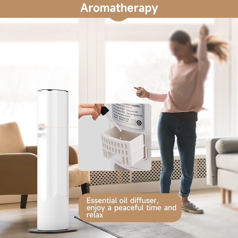 Topteng Large Room Humidifier, Smart Ultrasonic Cool Mist with Remote Control (White, 2.4 gal) w6pfe