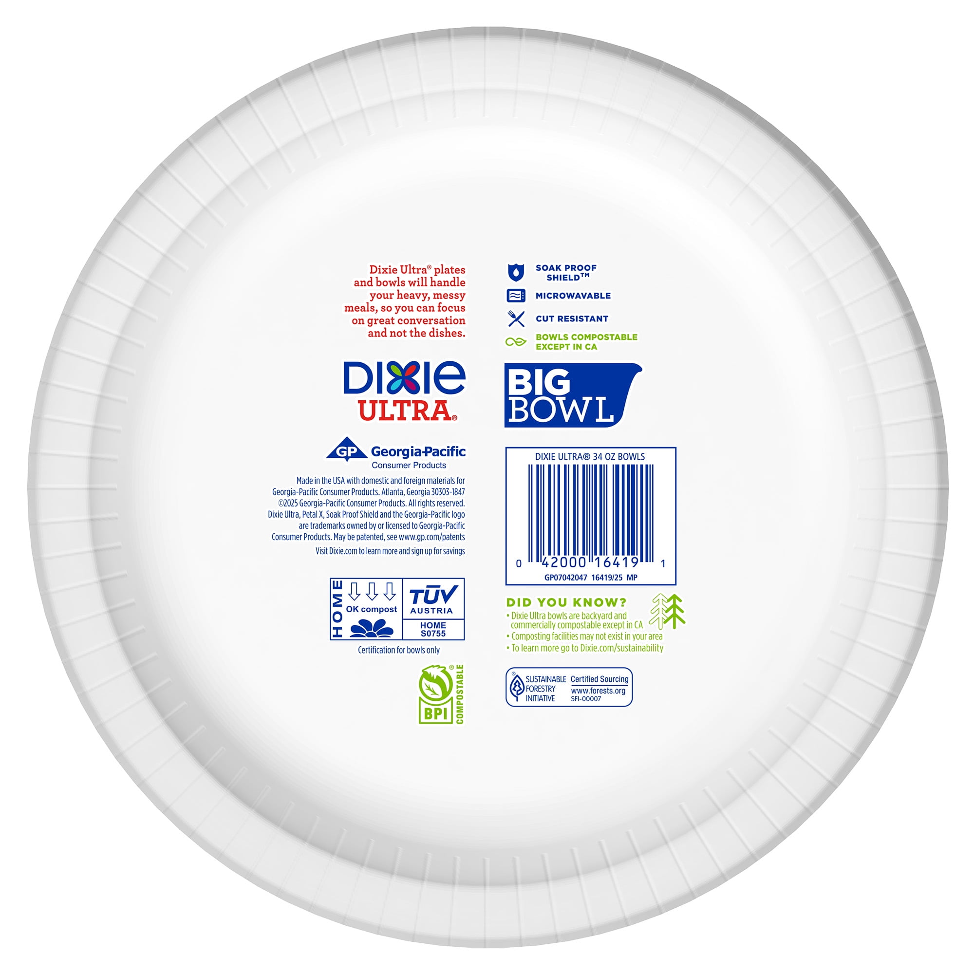 Dixie Ultra Big Bowl Disposable Paper Bowls (Multi-Color, 34 oz, 50 Count) a5ukk