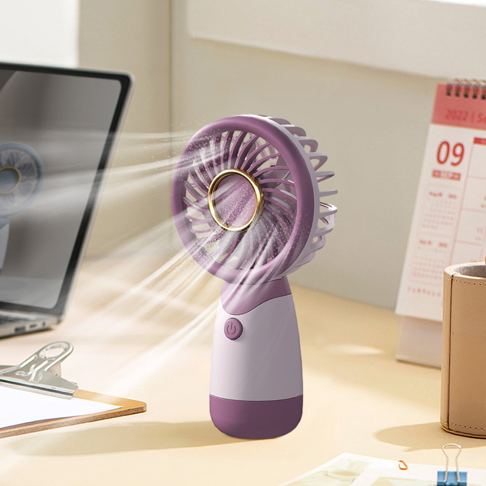Fnochy Handheld Portable Mini Fan USB Rechargeable Desktop Cooling Fan (Gray, 6.0 in) 5miz3