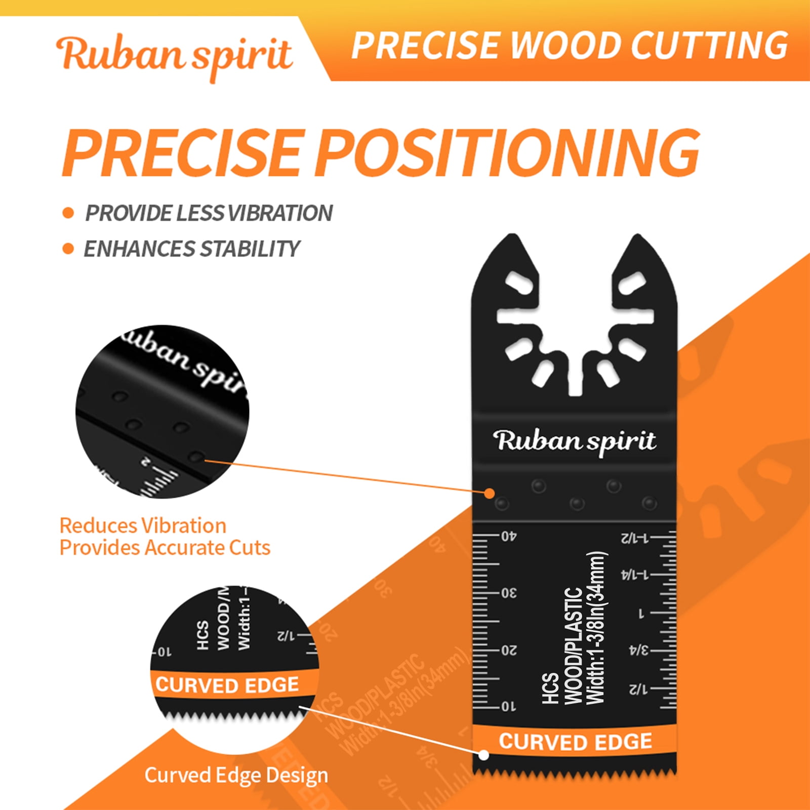Ruban Spirit 154pcs Oscillating Multi Tool Blade Kit Titanium Bi-Metal Saw Blades for Wood Metal Plastic (154 Piece Set) qsv9l