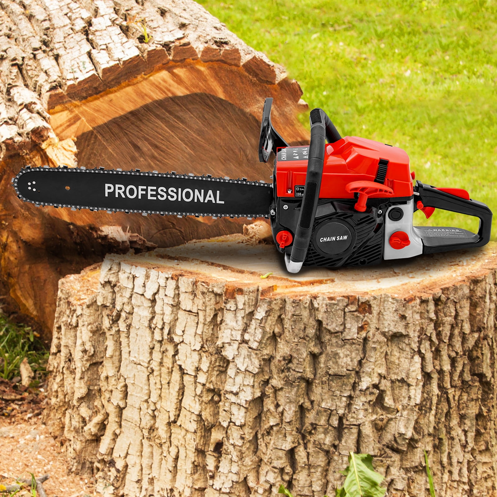 TOOL1SHOoo 58cc 2-Stroke Gasoline Chainsaw with 20 in Bar and Chain Brake (Red, 20 in) ng3mi
