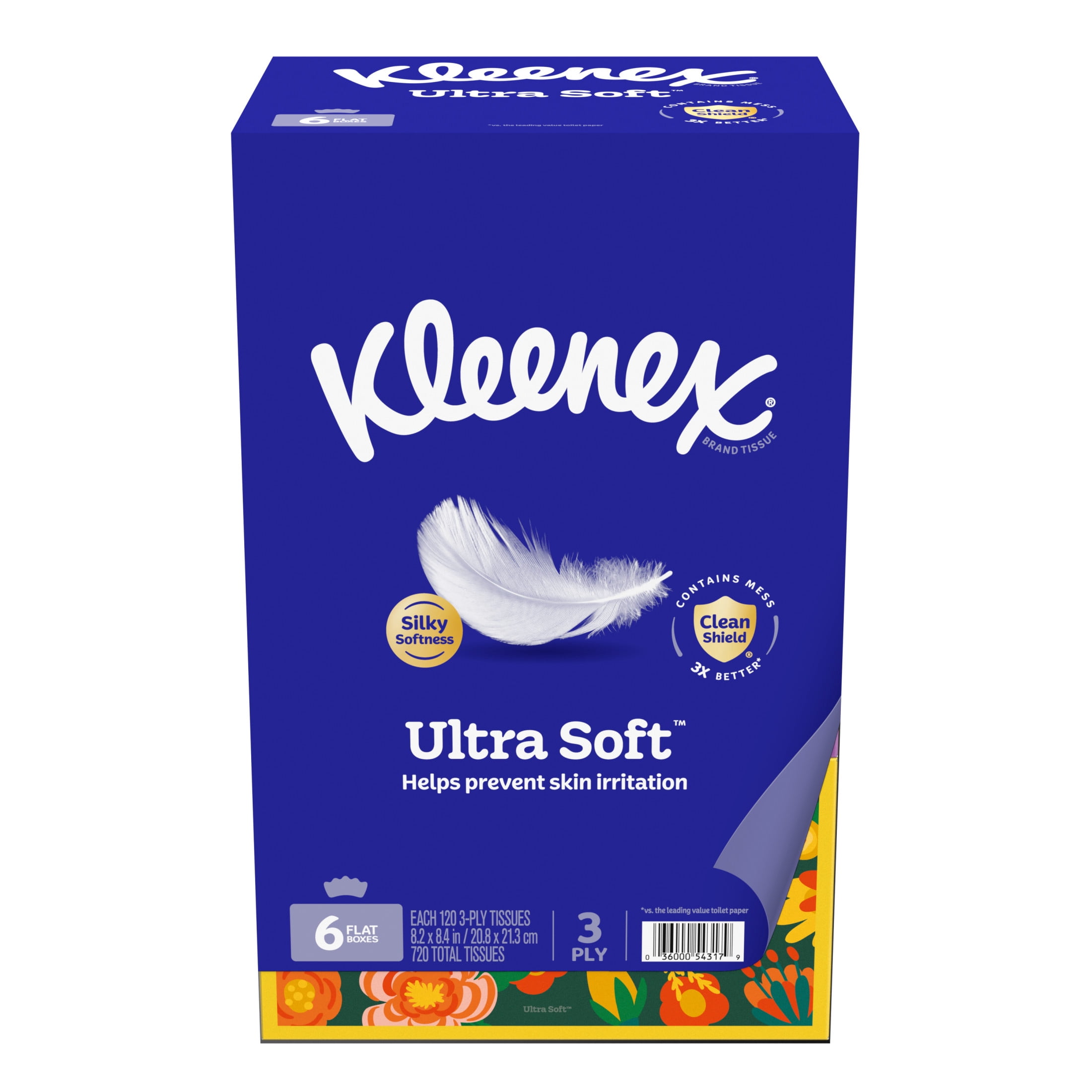 Kleenex Ultra Soft 3-Ply Facial Tissues, Hypoallergenic Comfort (White, 6 Pack, 720 Total Tissues) 9uukc