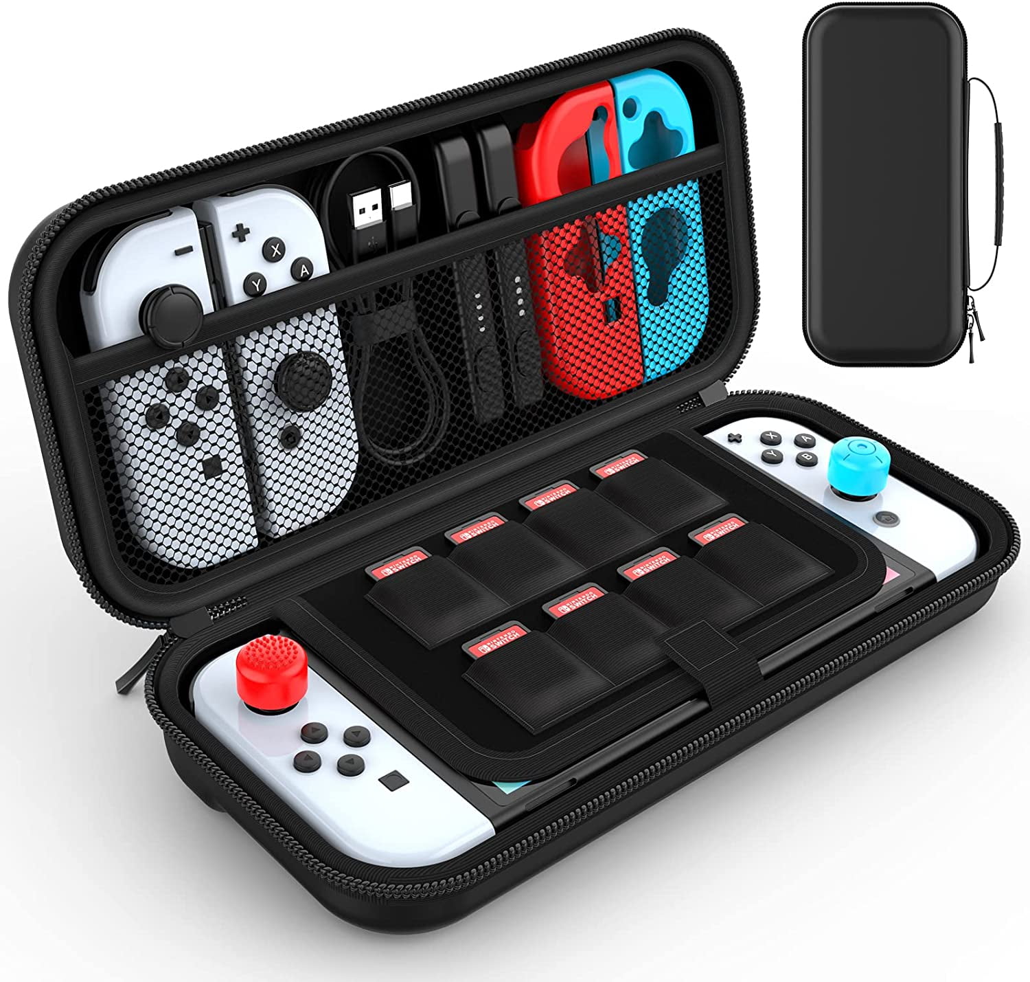 HEYSTOP Nintendo Switch Carrying Case, Protective Travel Organizer with 8 Game Card Slots (Black, 10.2 in x 4.7 in x 2.2 in) aursq